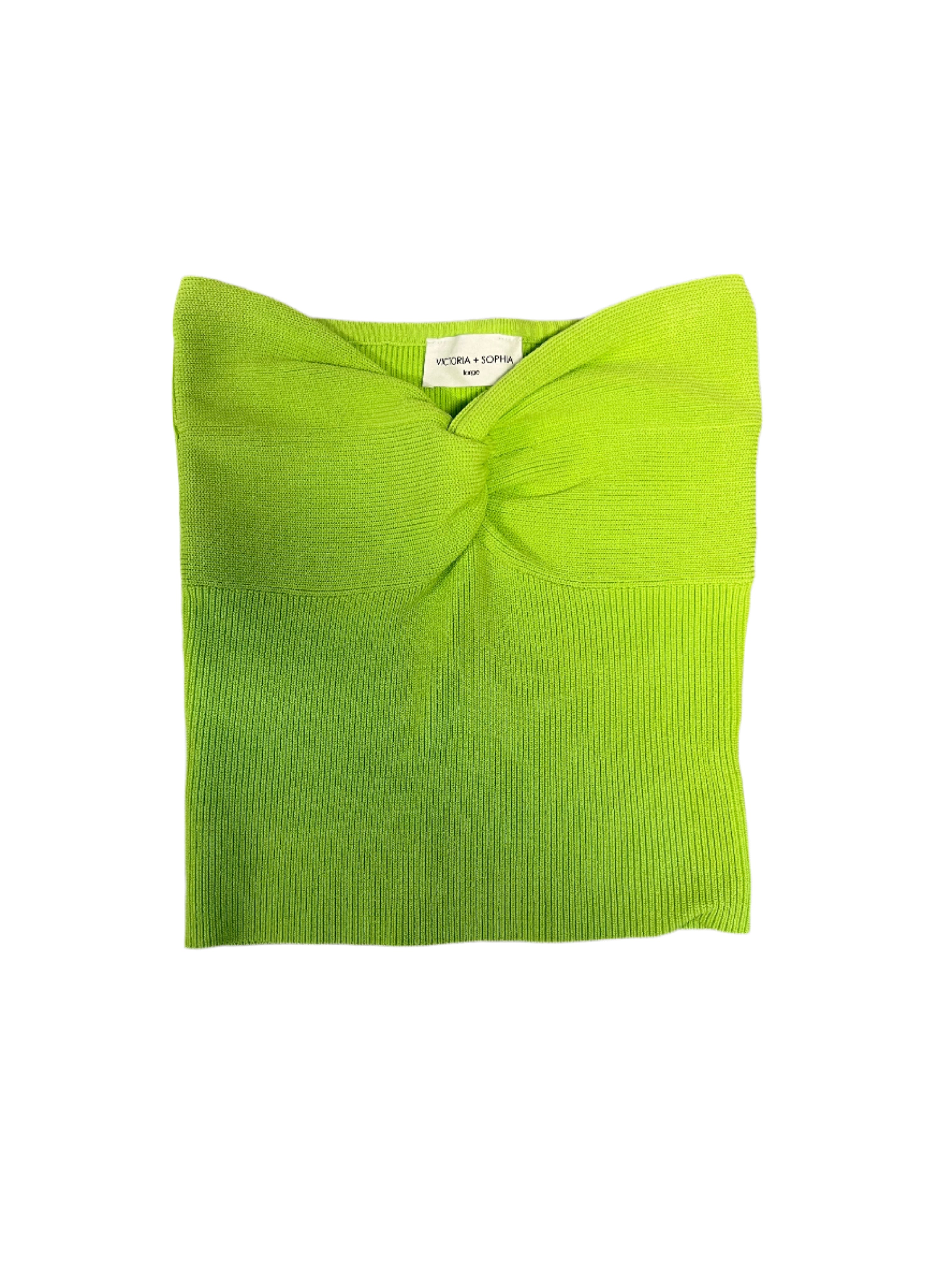 green victoria + sophia knit tube top, large