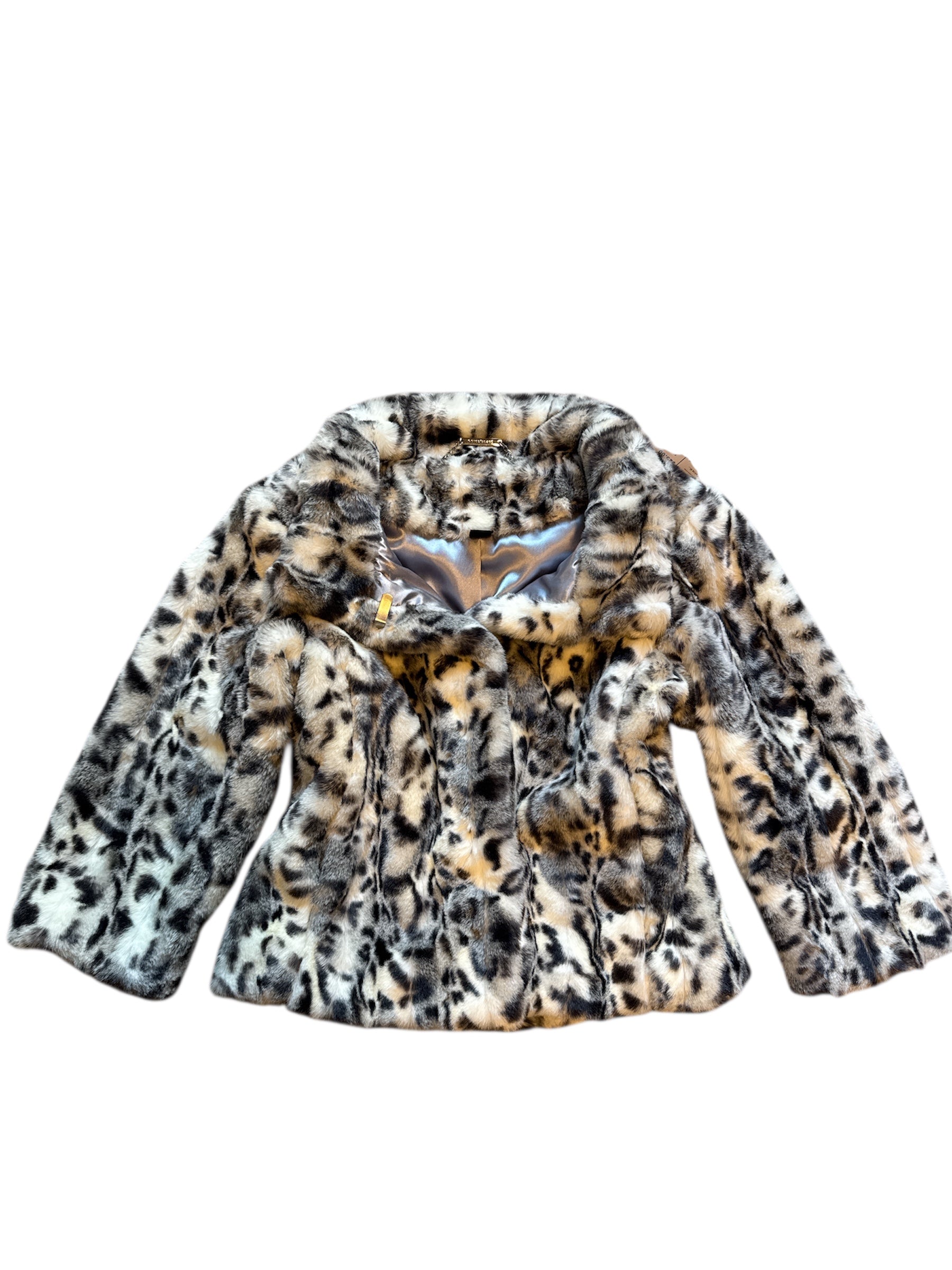 off white black white house black market faux fur animal print jacket, s
