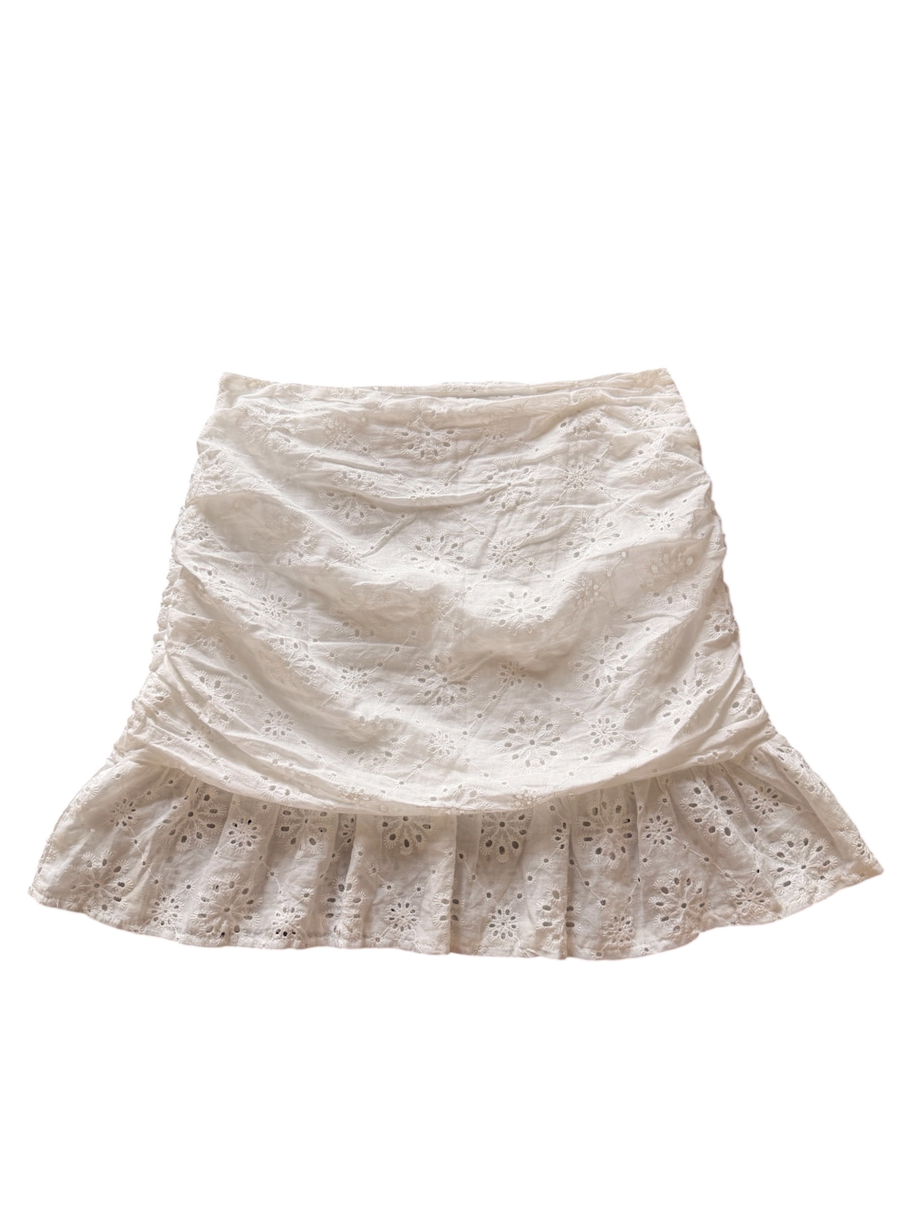 white  eyelet mini, m