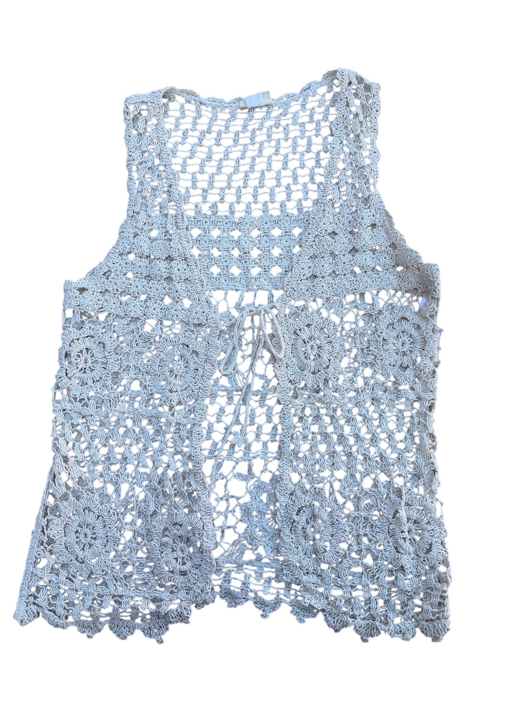 beige live happy crochet vest, os