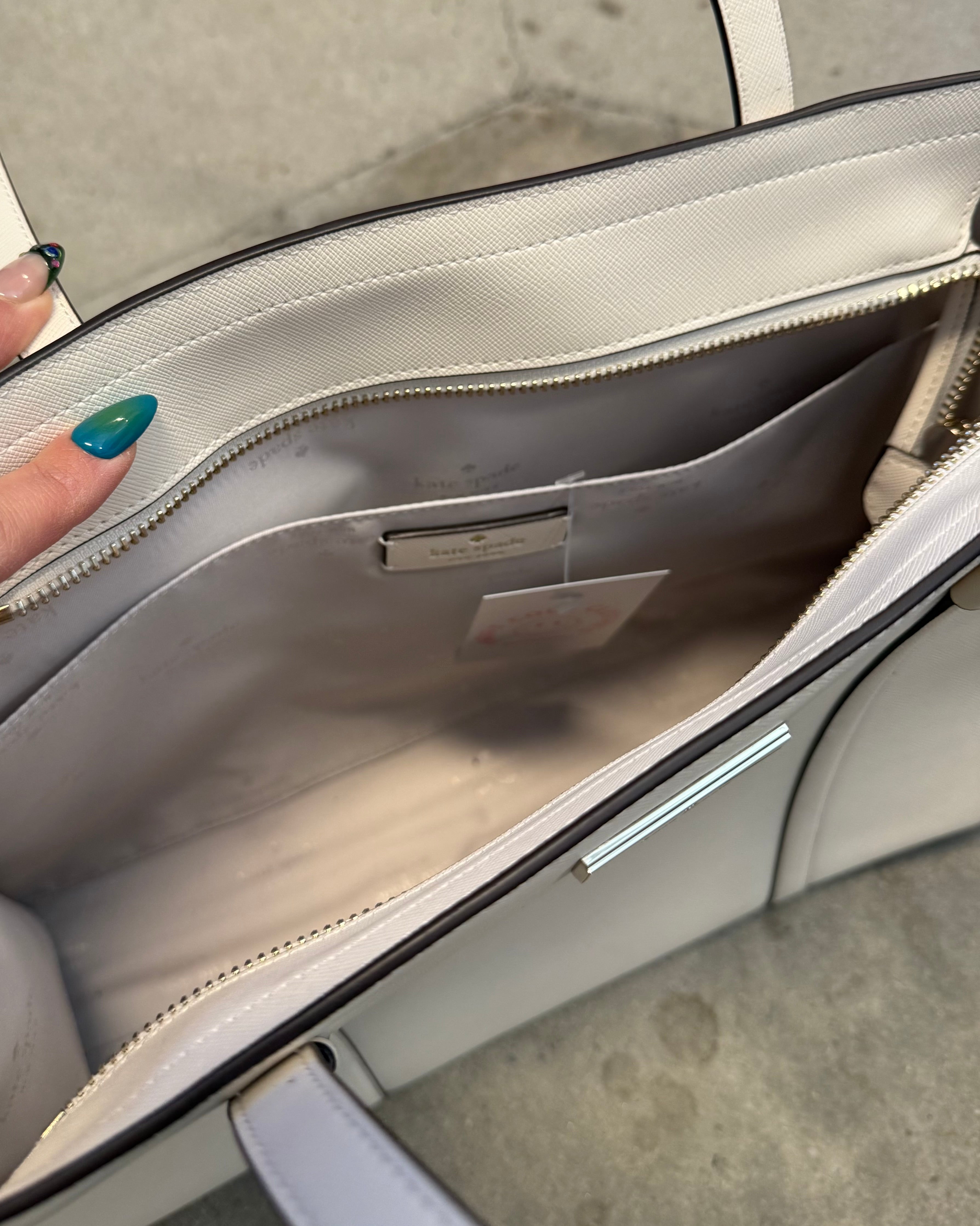 white kate spade square handbag