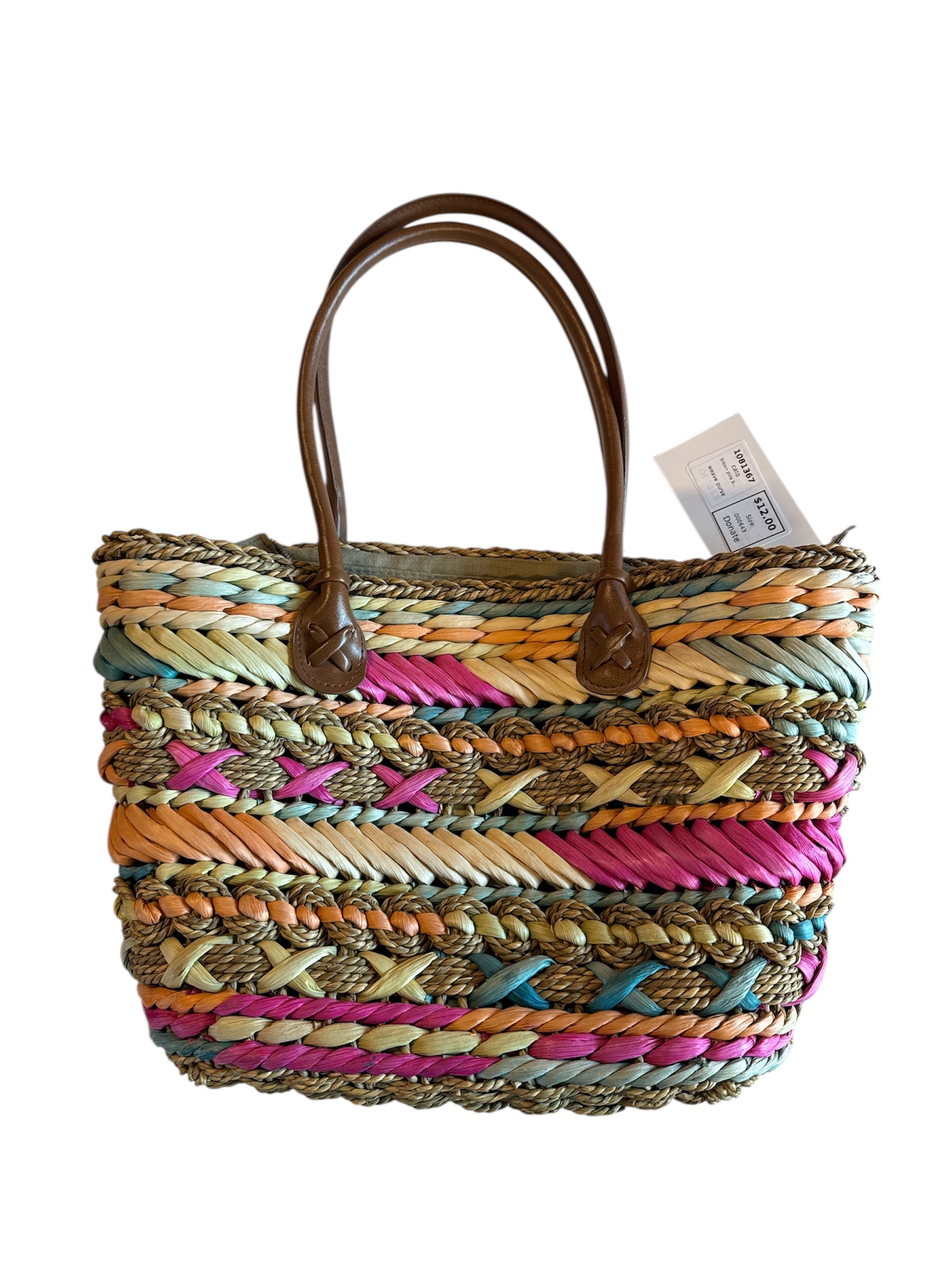 brown pink blue cato weave purse