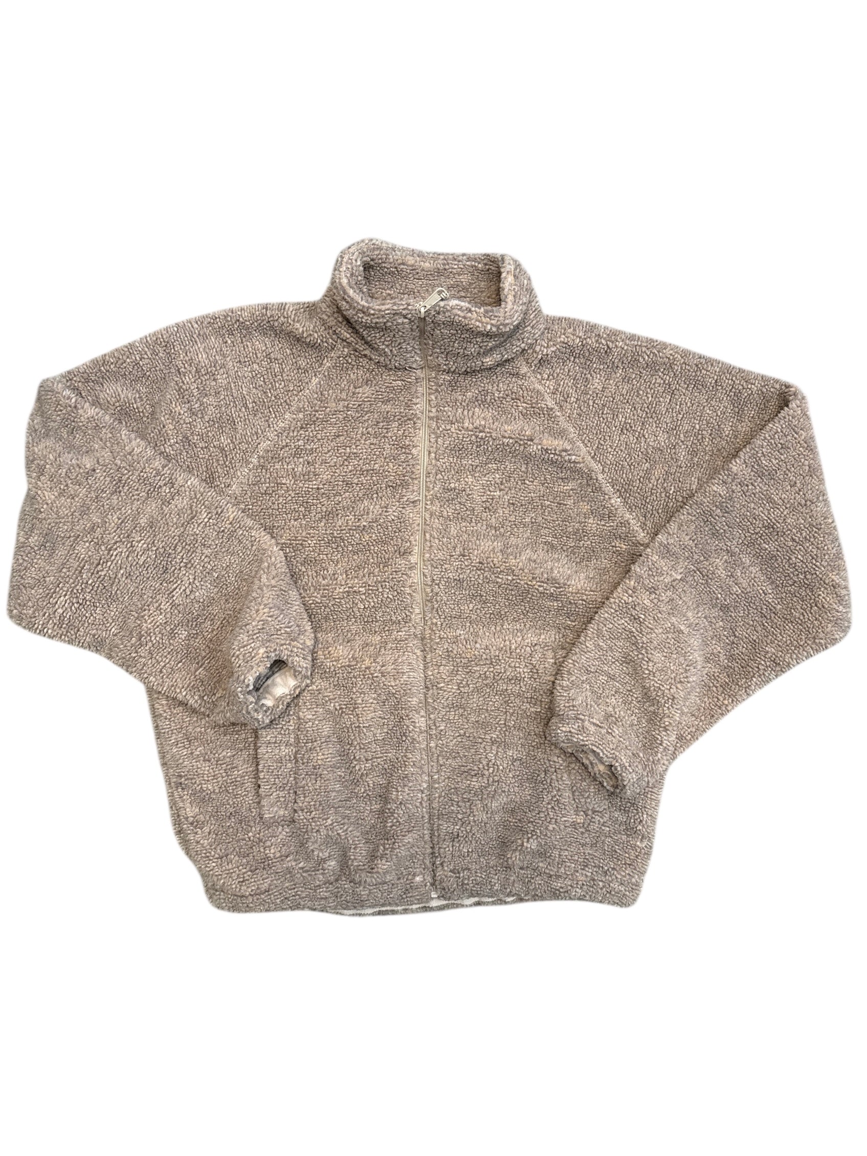 brown bdg sherpa zip up jacket, s