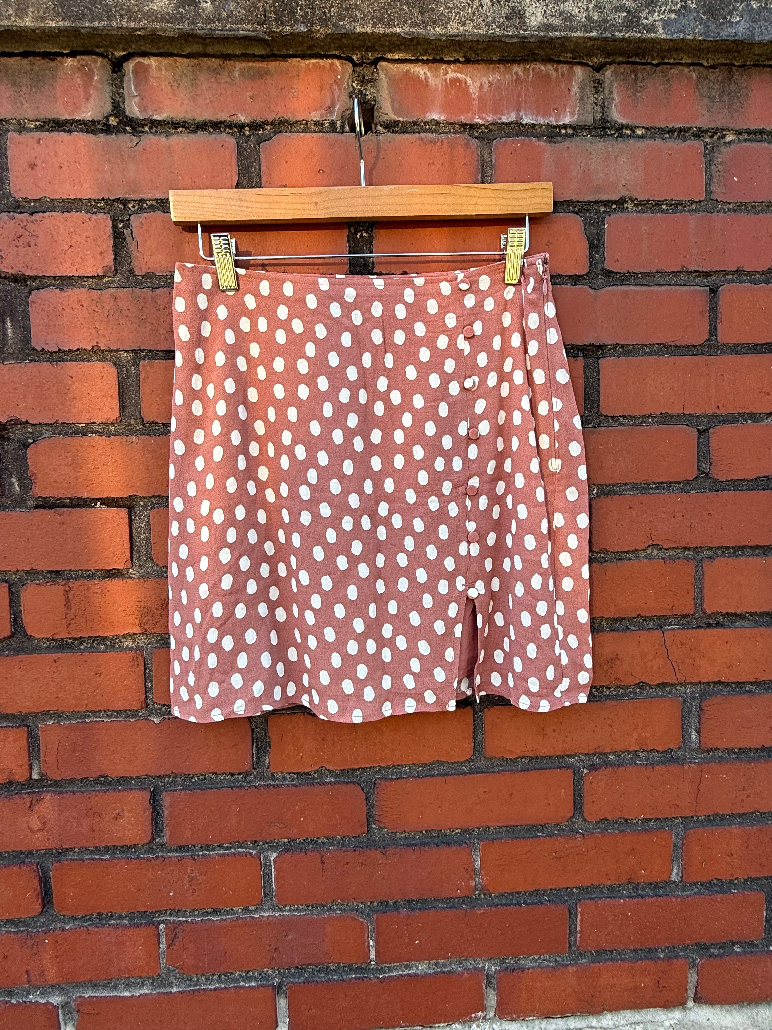 Orange white Abercrombie Dot skirt, S