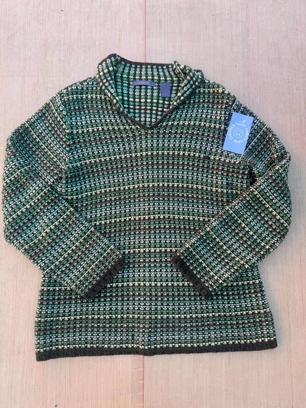 green brown liz claiborne sweater collar, L