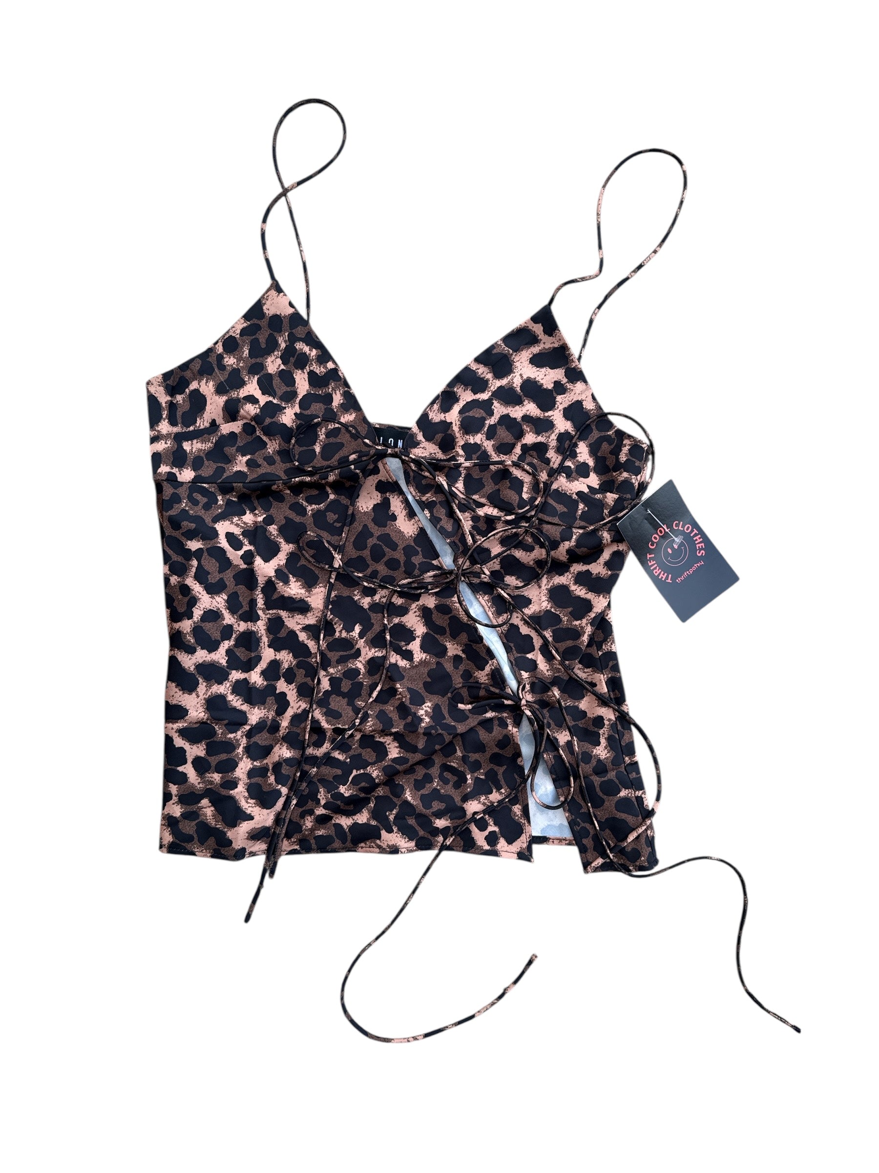 Leopard Lioness Strappy front tie top, S