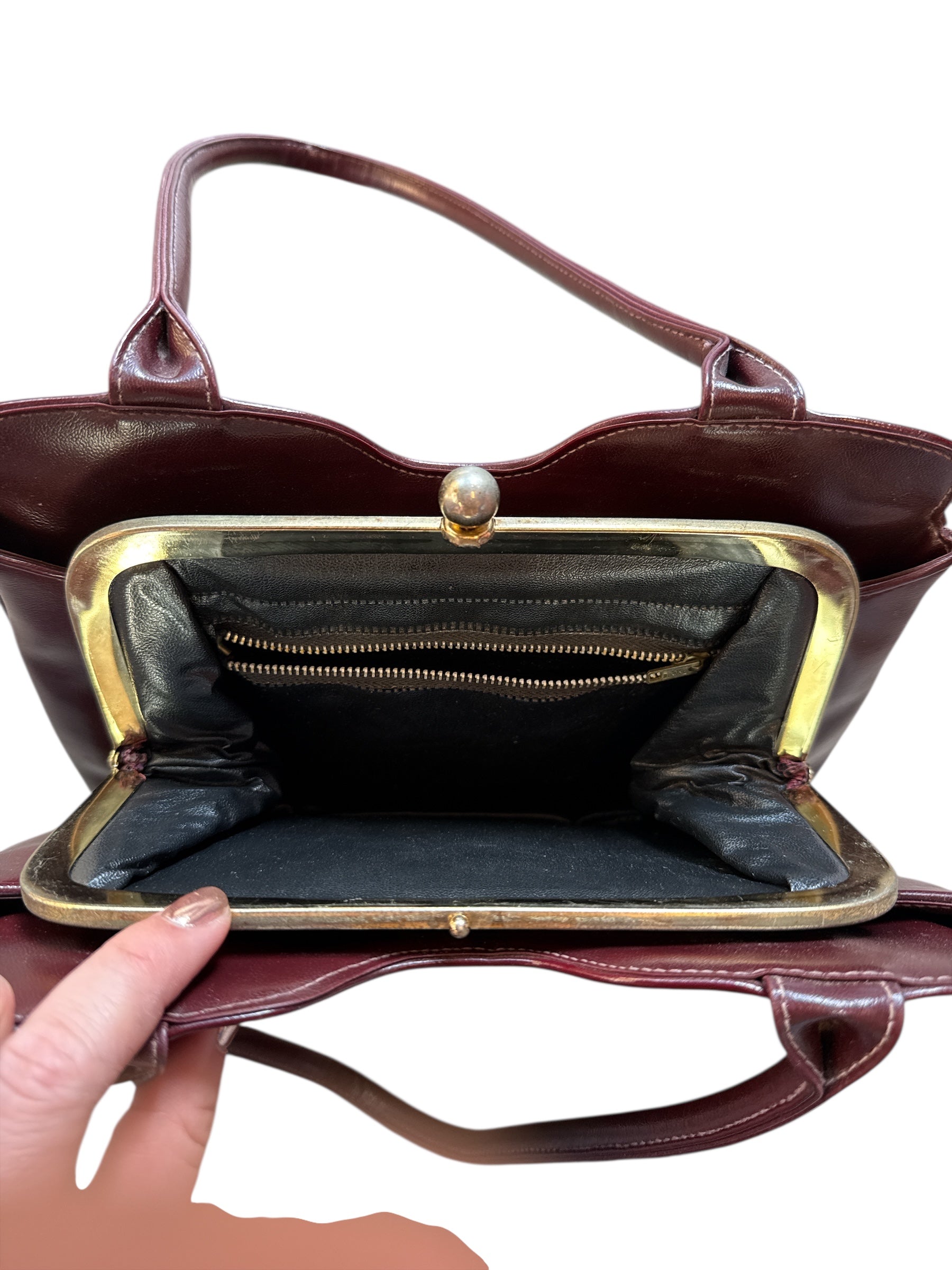 maroon  leather pocketbook