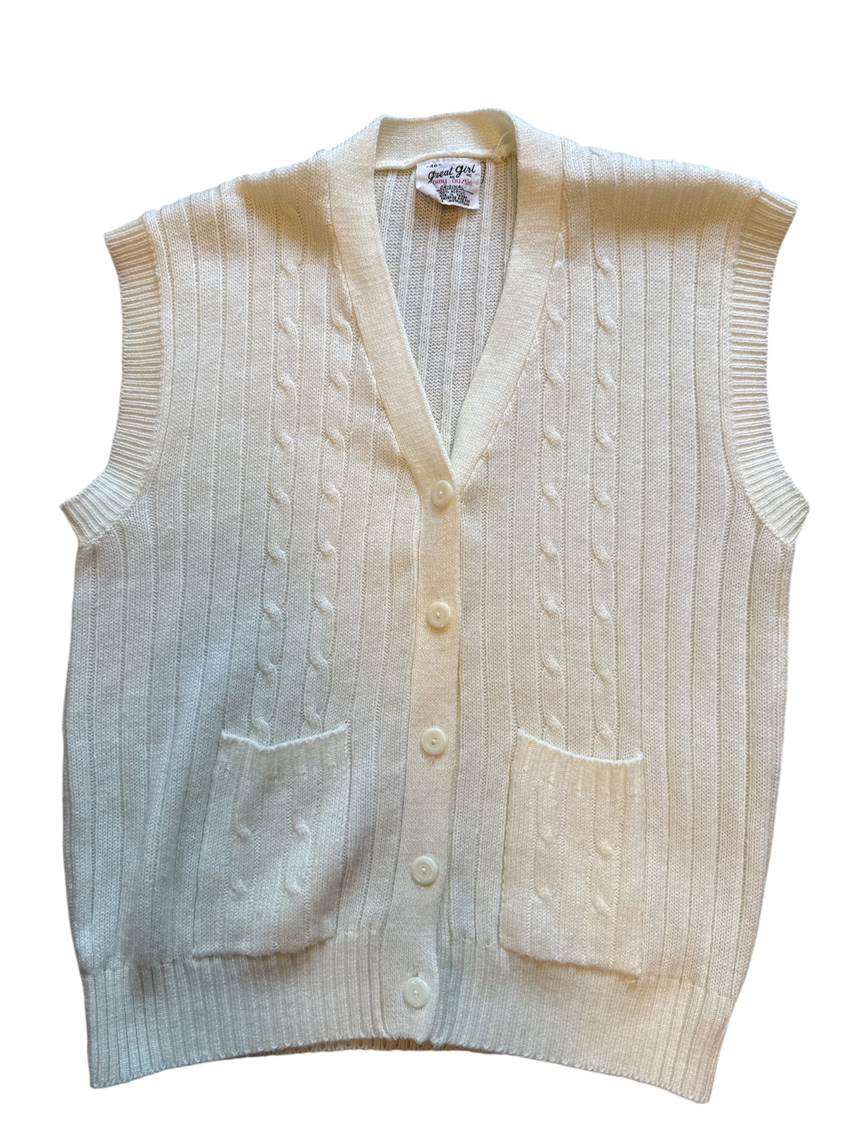 white great girl Button sweater vest, 46 (fits like xl)