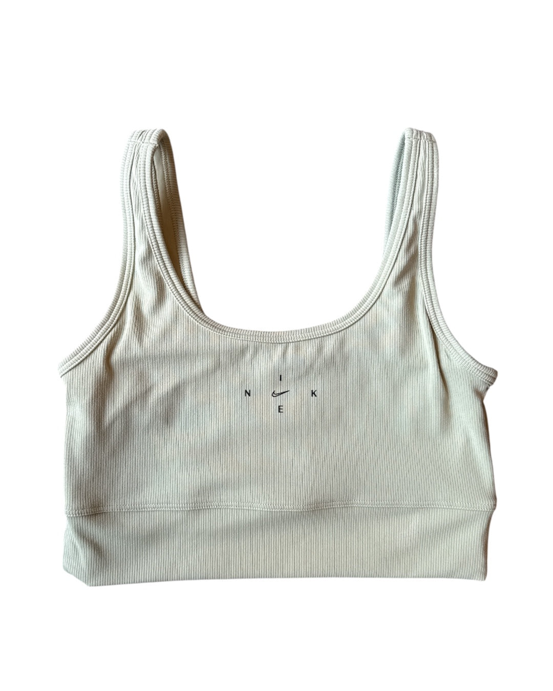 green nike ribbed branded sports bra, S