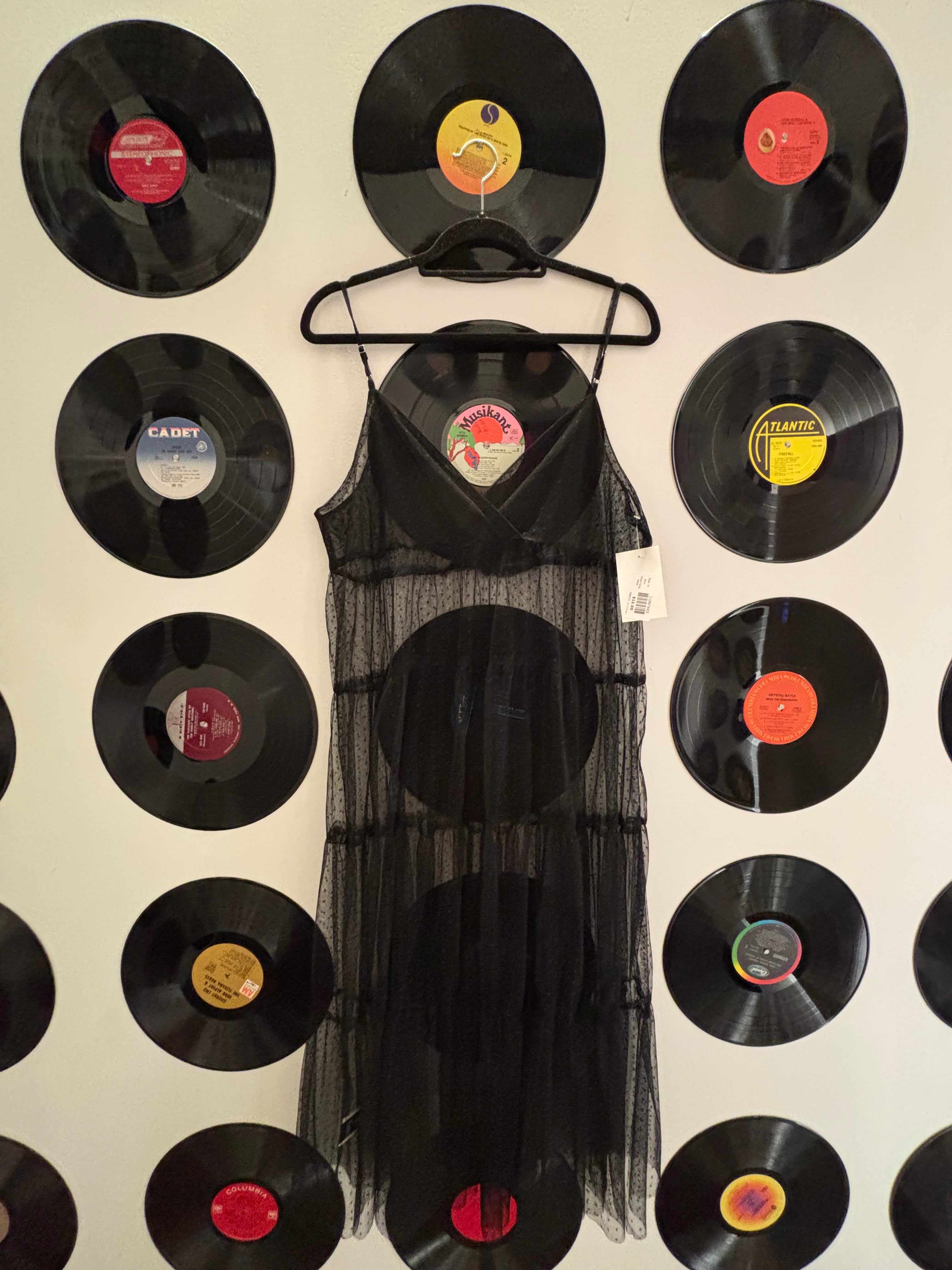 black  sheer long dress, m
