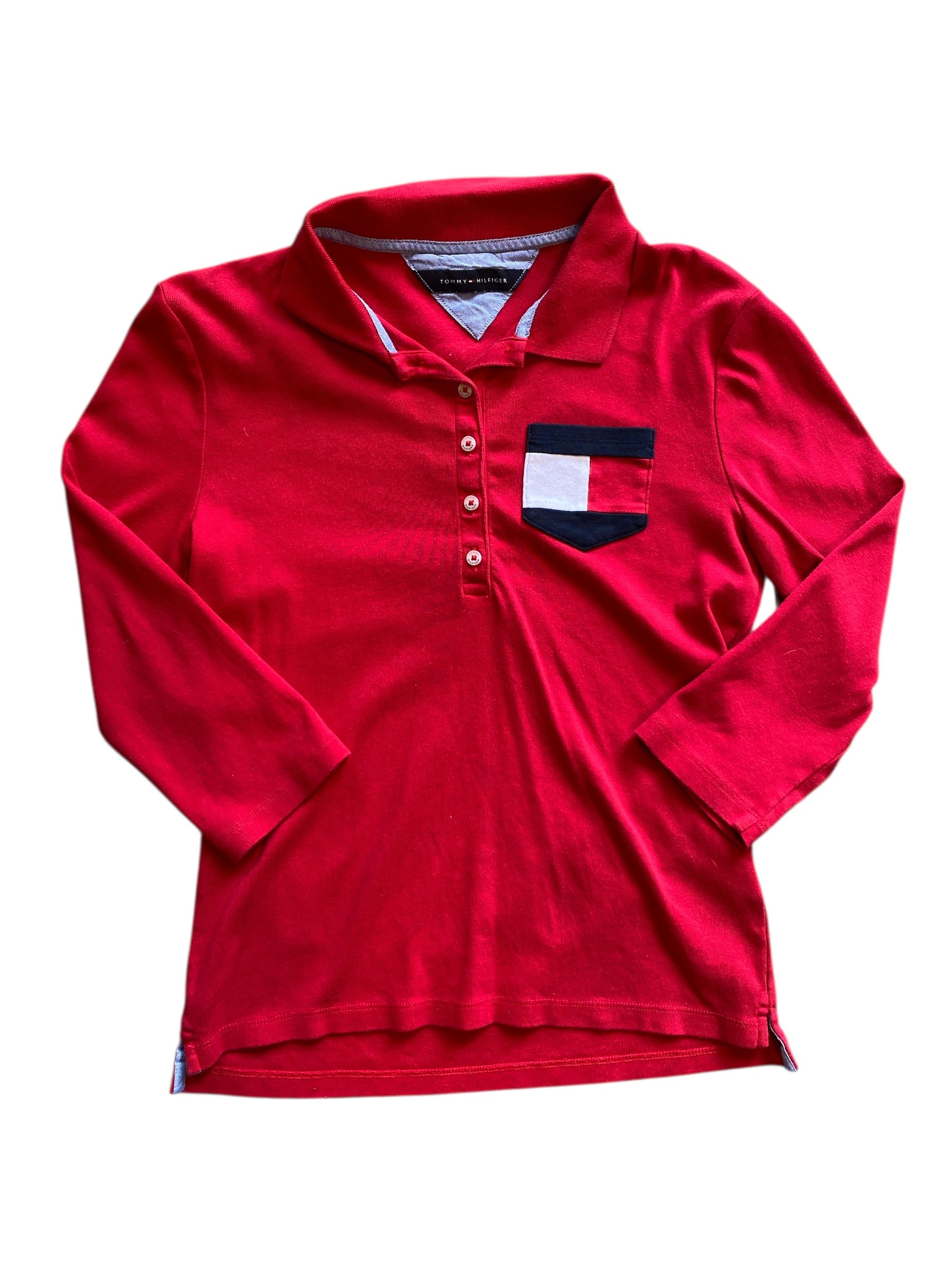 red Tommy hilfiger collared ls top, s