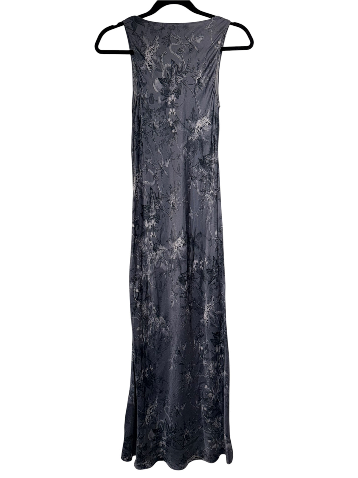 blue all saints floral pattern satin dress, xs
