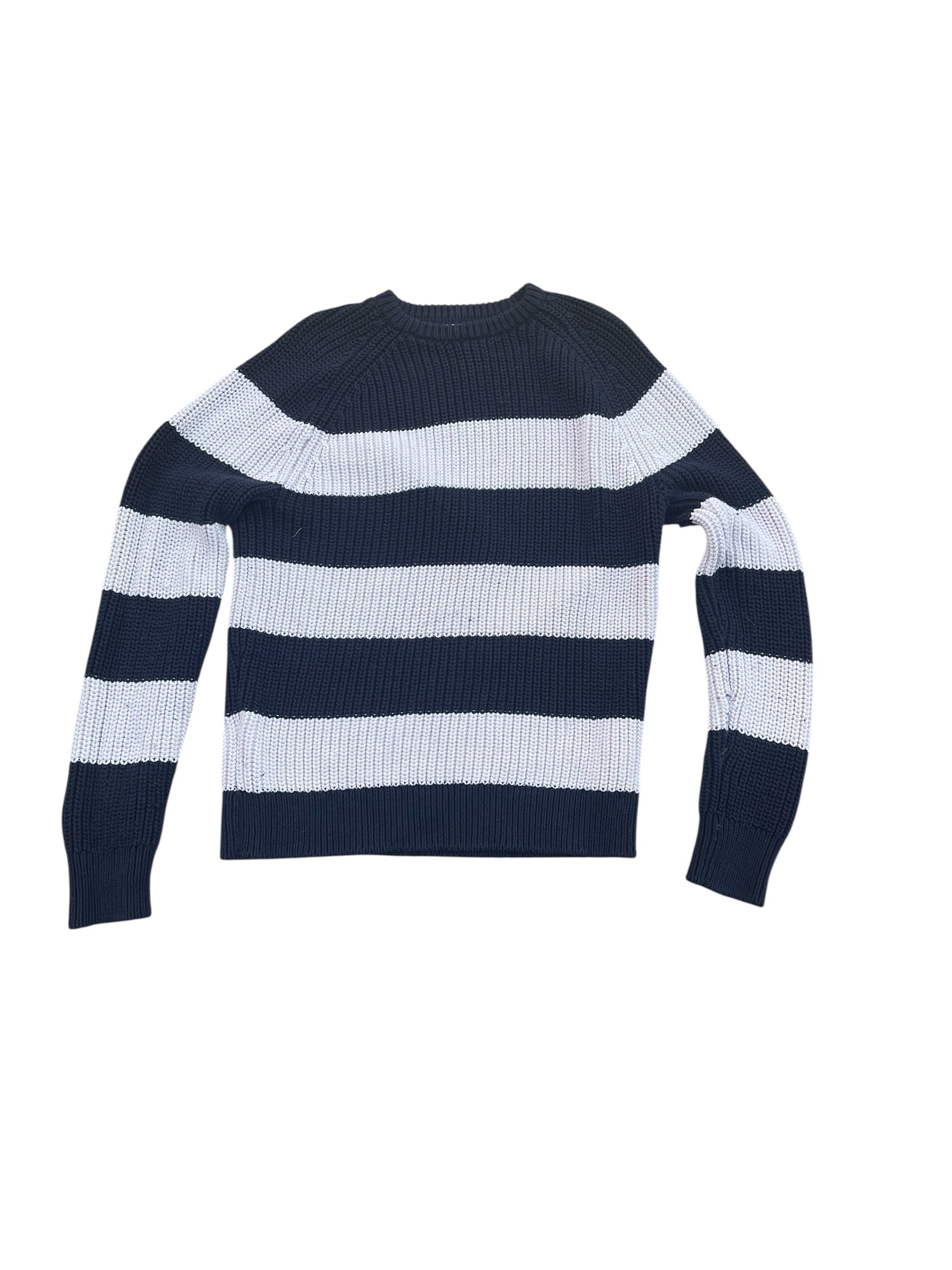 navy white j crew stripe sweater, xl