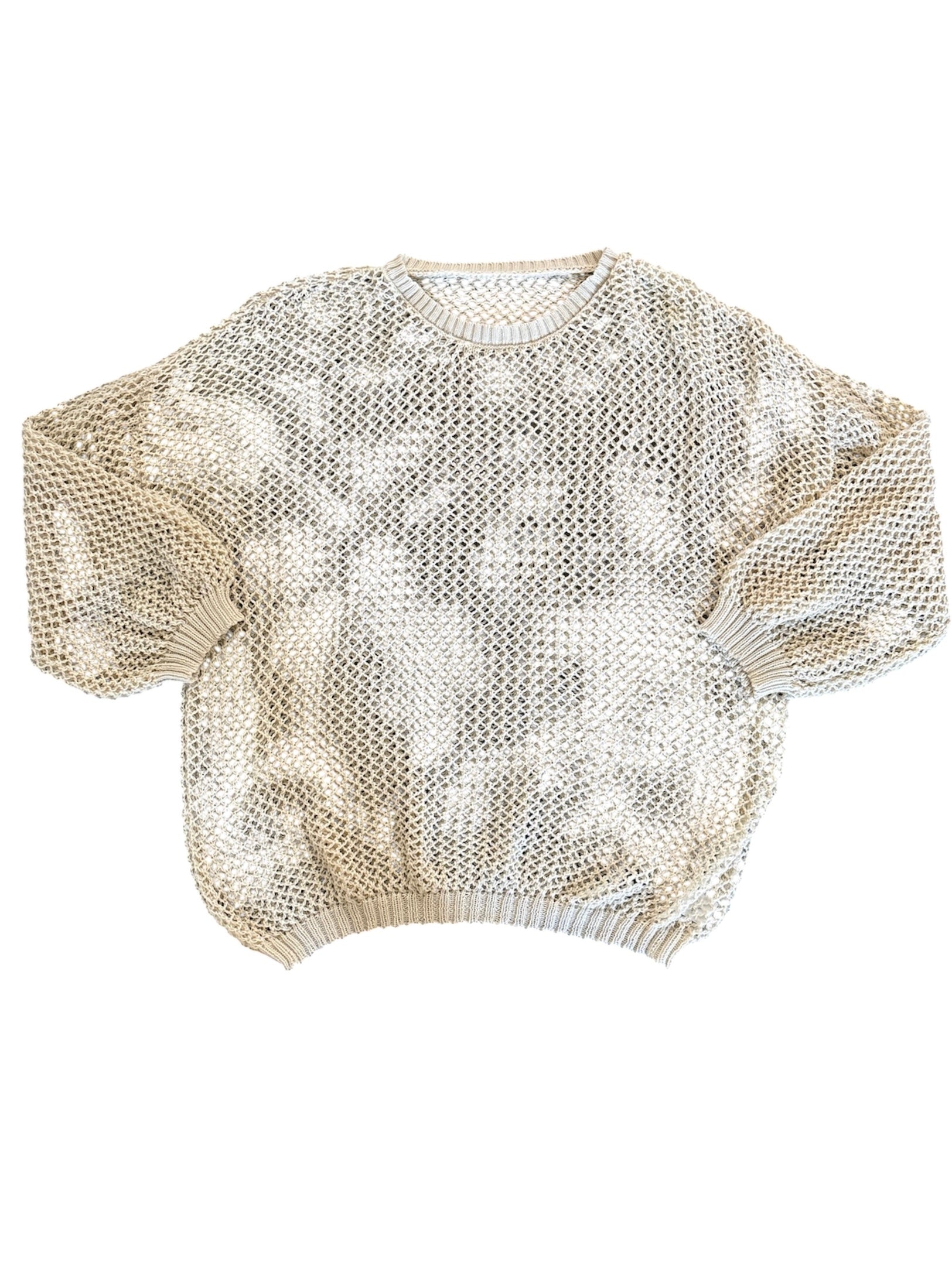 beige  loose crochet sweater XL