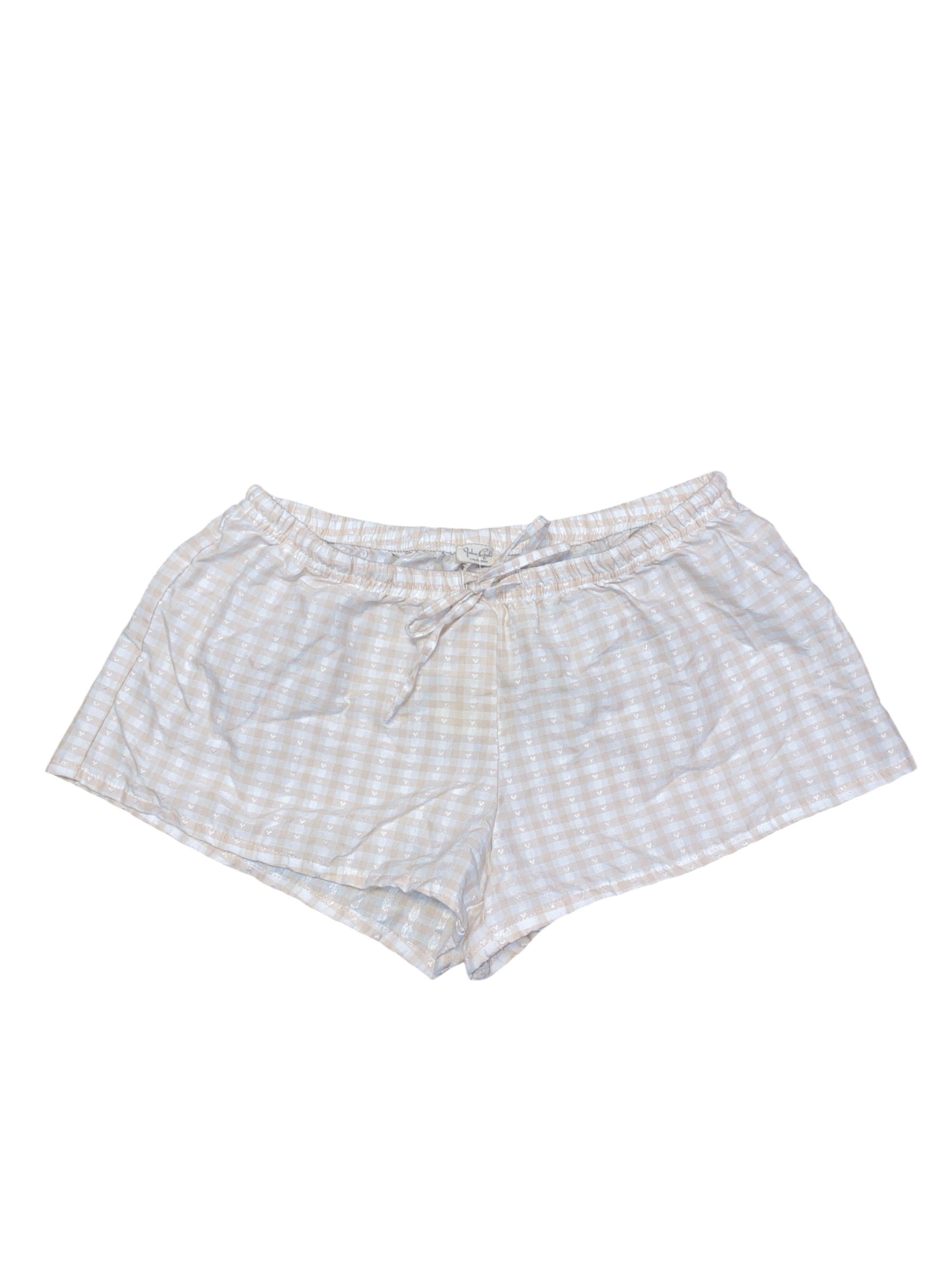 white tan john galt lil pajama shorts, xs/s