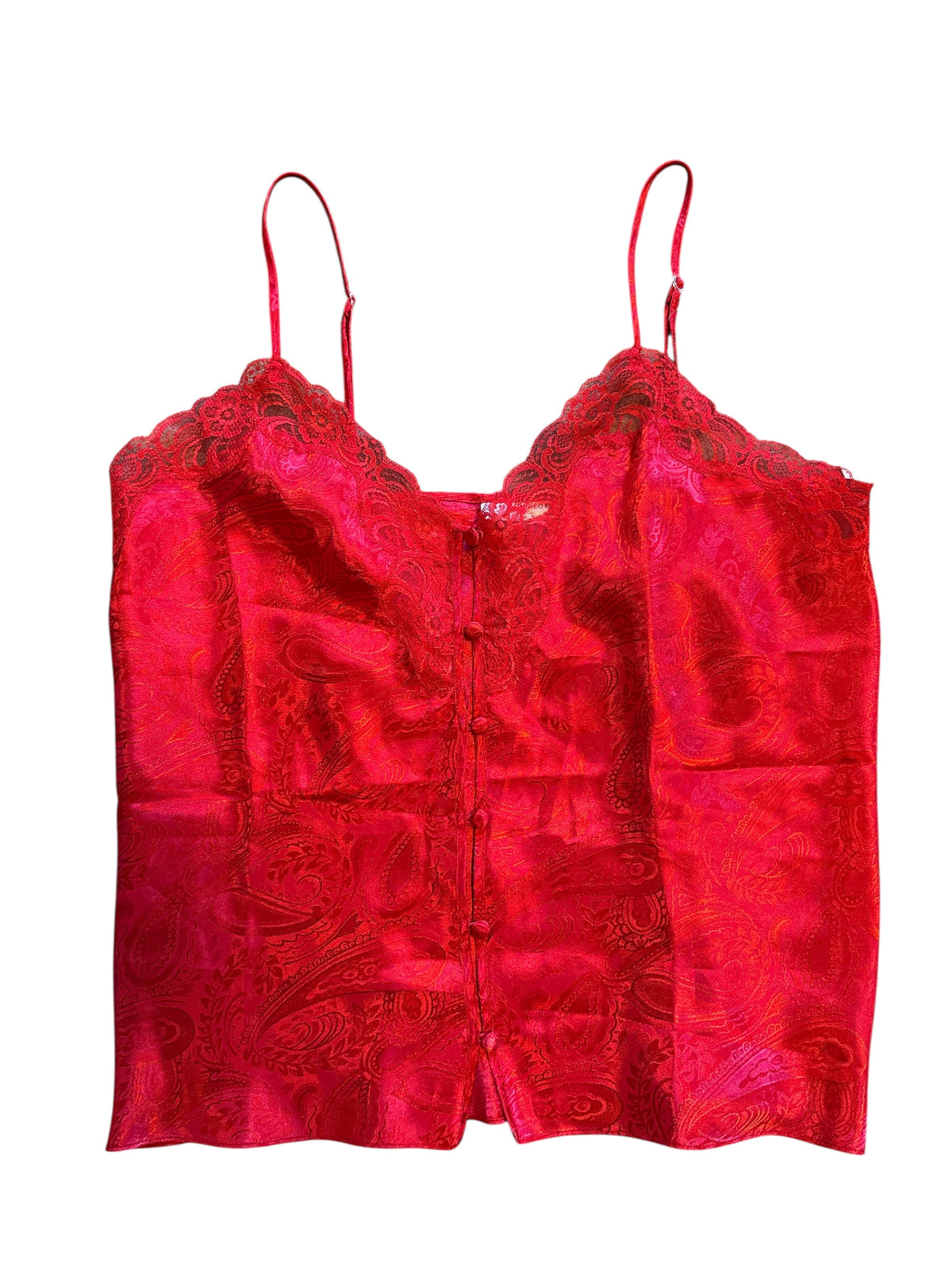 red erika taylor satin paisley cami, L