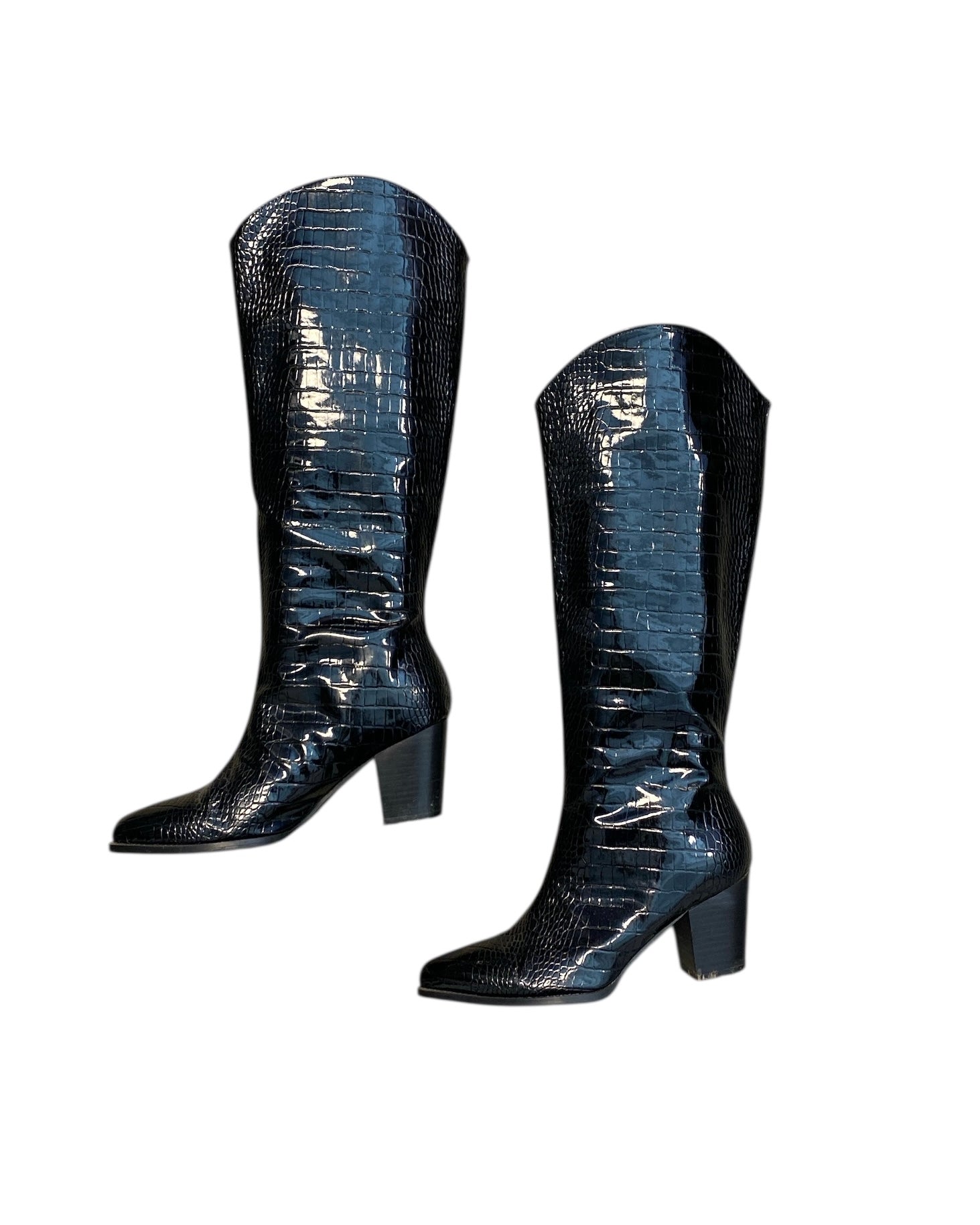 Black billini Tall patent heeled boots, 9