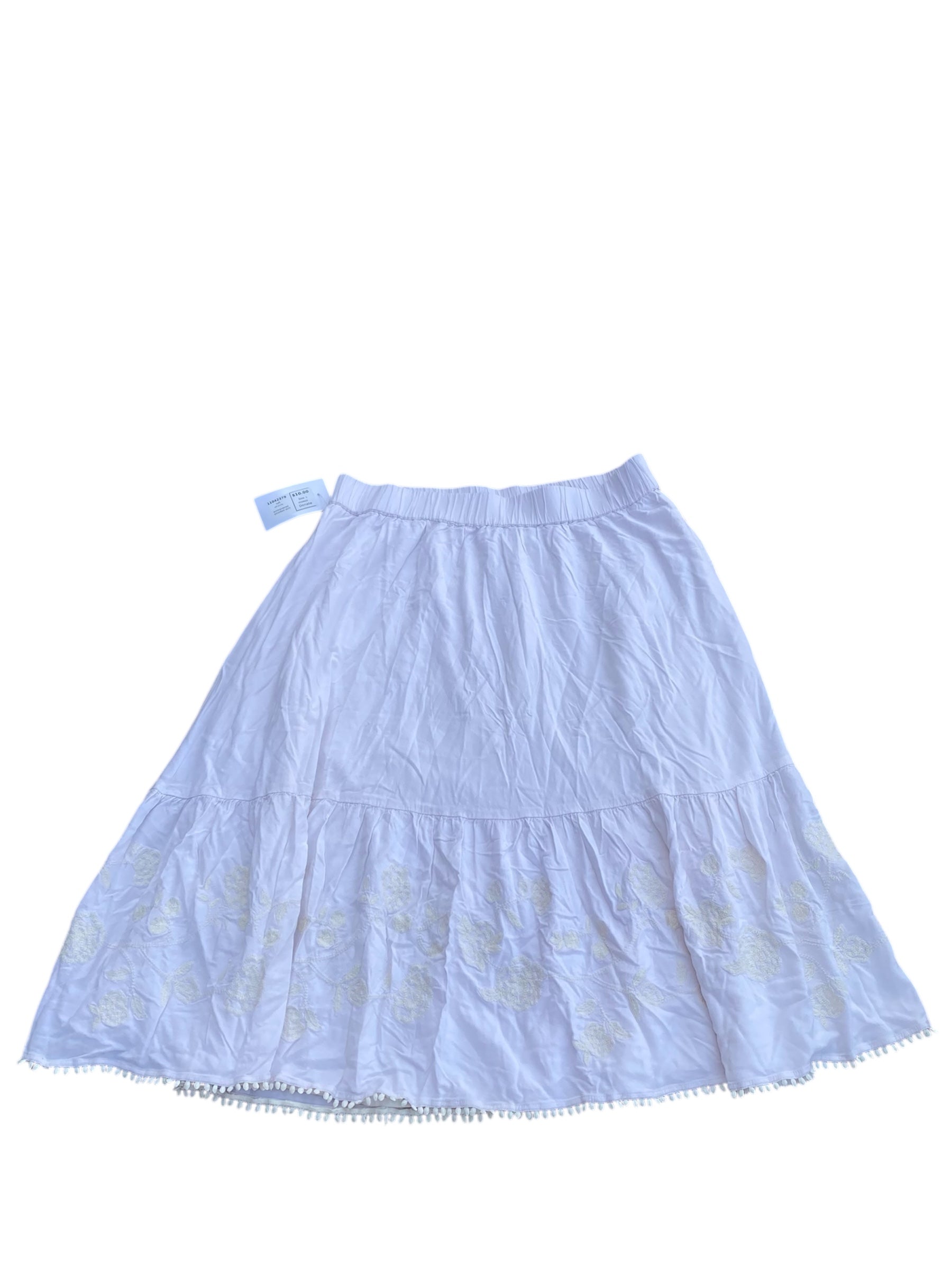 off white loft embroidered smocked skirt, L