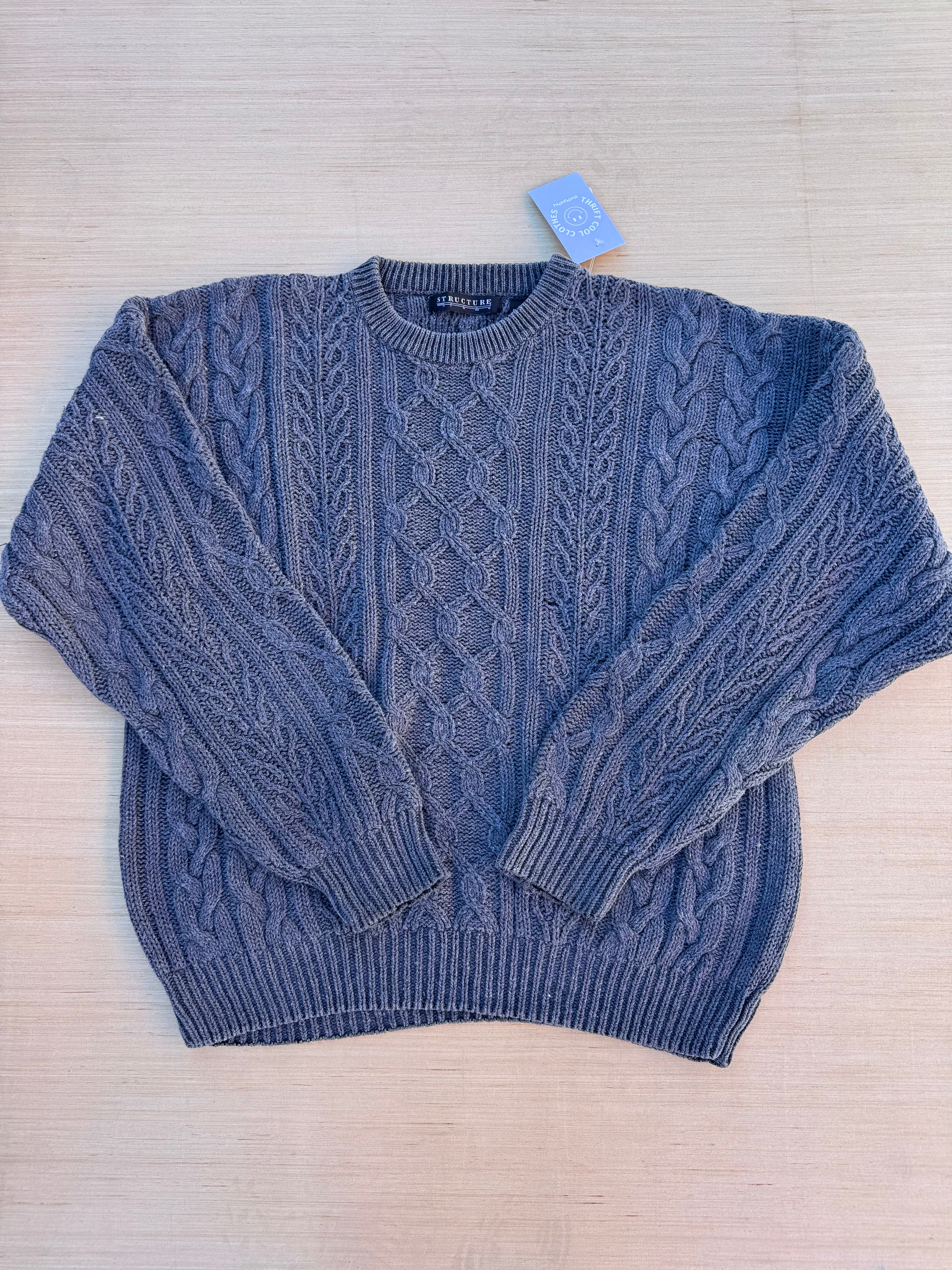 Grey Structure Fisherman sweater, L