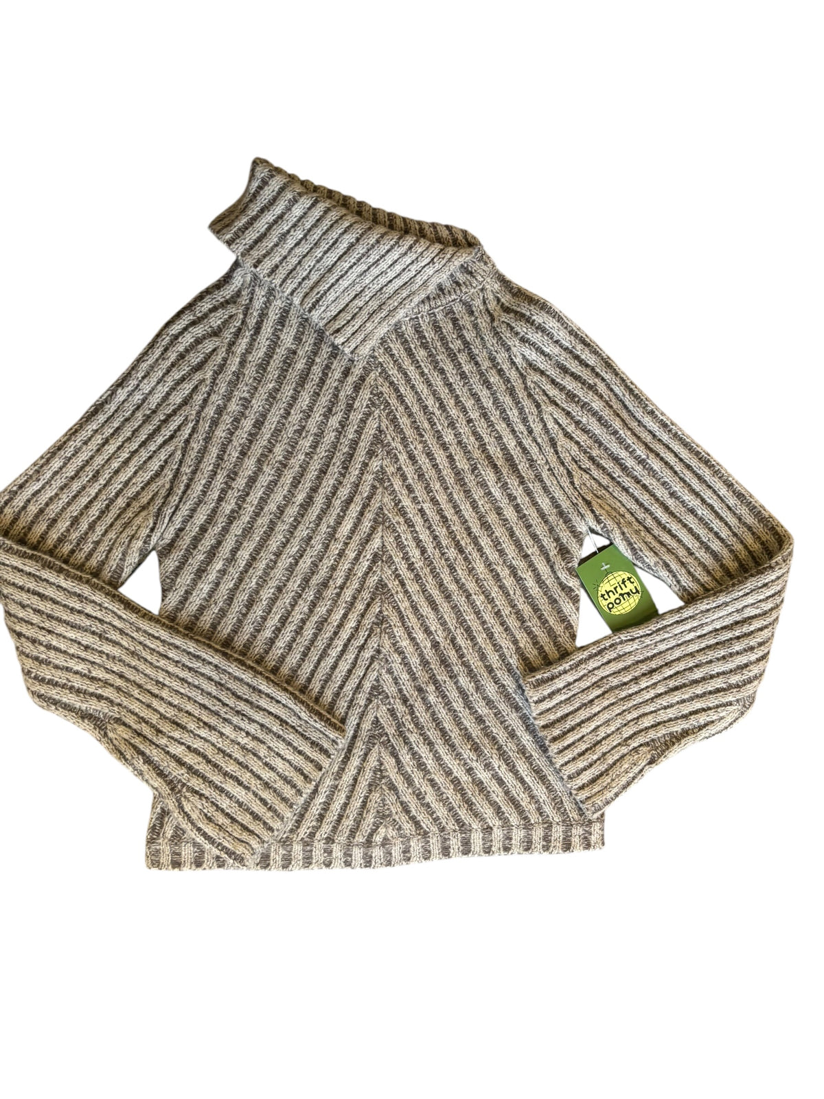 Tan brown So Asymmetrical striped sweater, M