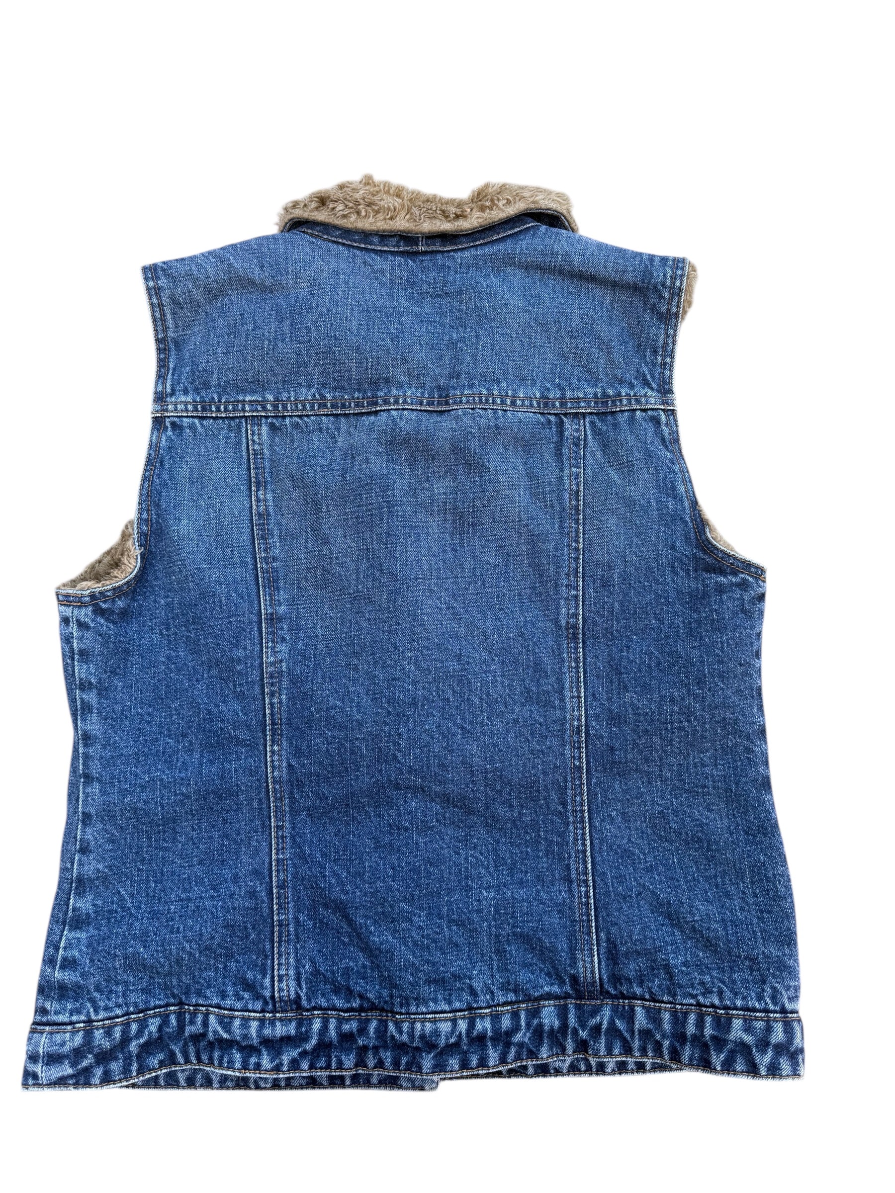 Blue Gap Fur lined denim vest, M