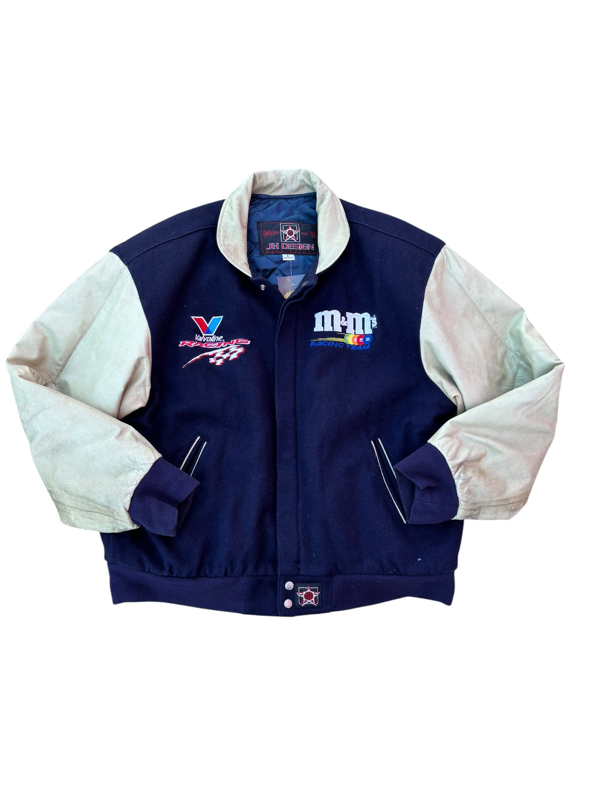 navy/tan JH Design Valvoline Racing M&M Jacket, L