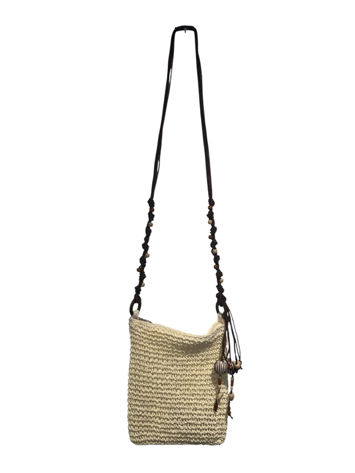 tan cream  beaded woven handbag