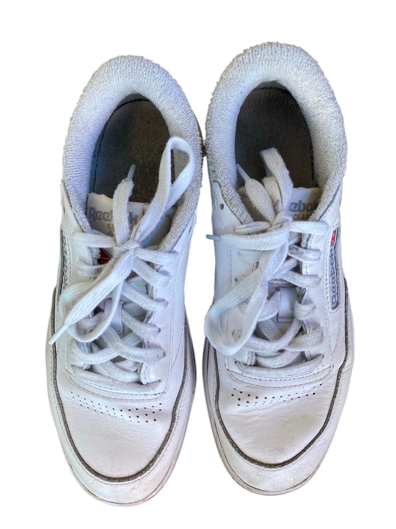 white reebok sneakers, 7.5