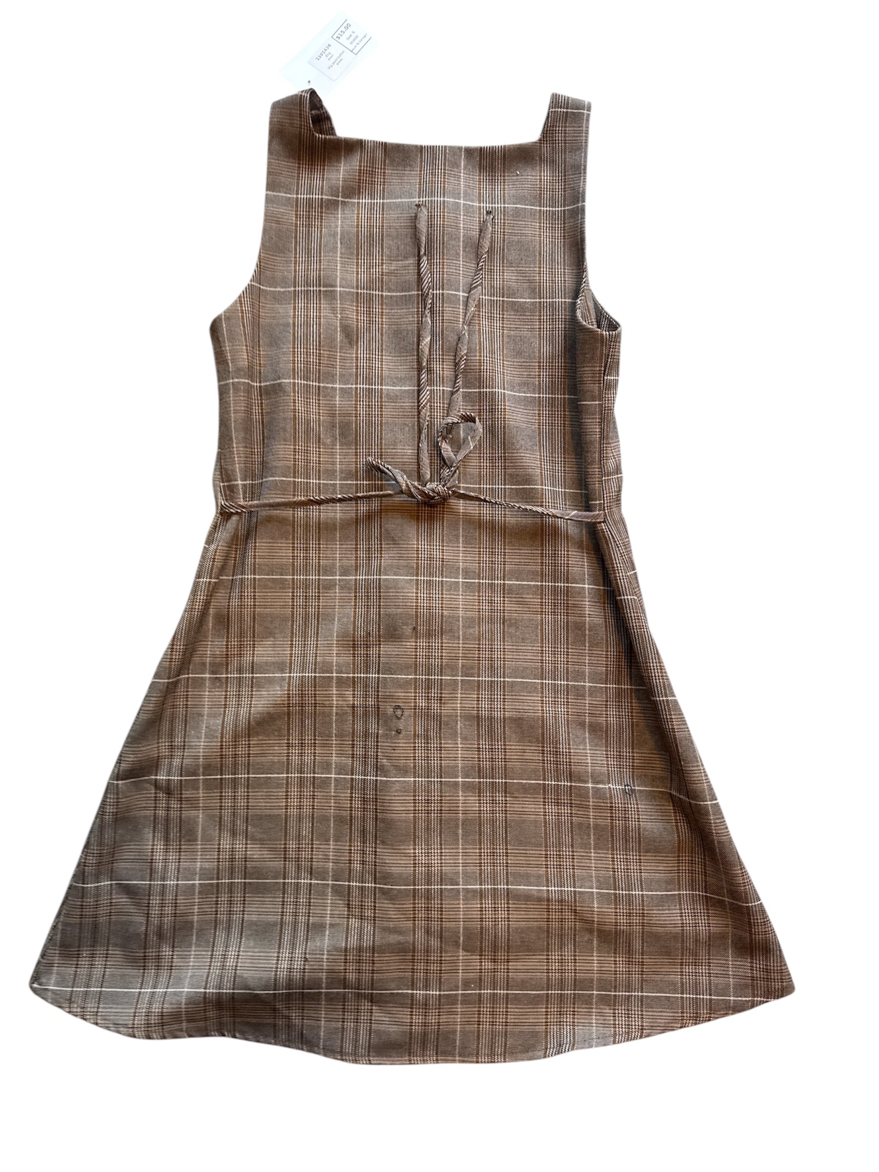 Brown Elig Vtg plaid button dress, S