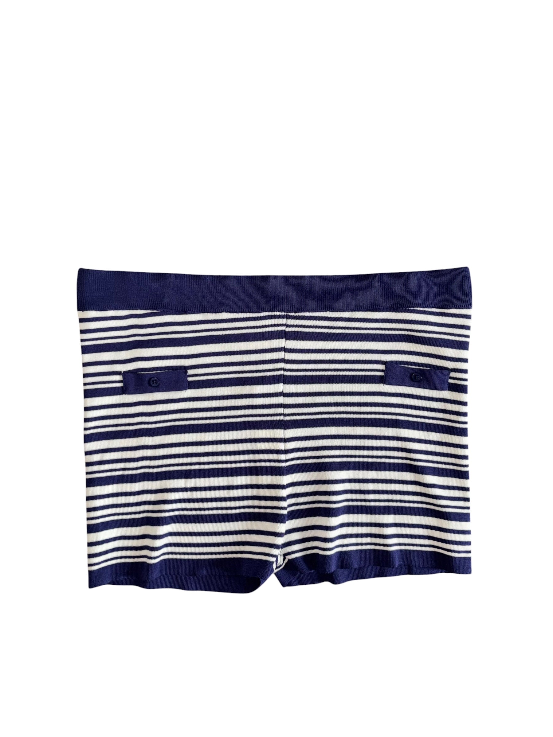 navy white daisy nwt stripe elastic shorts, 3x