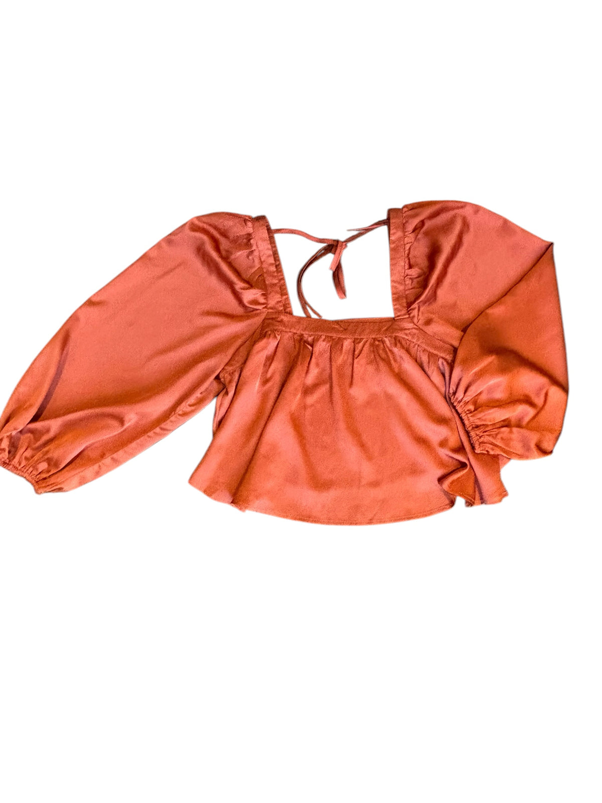 orange vestiwue satin square neck babydoll top, m