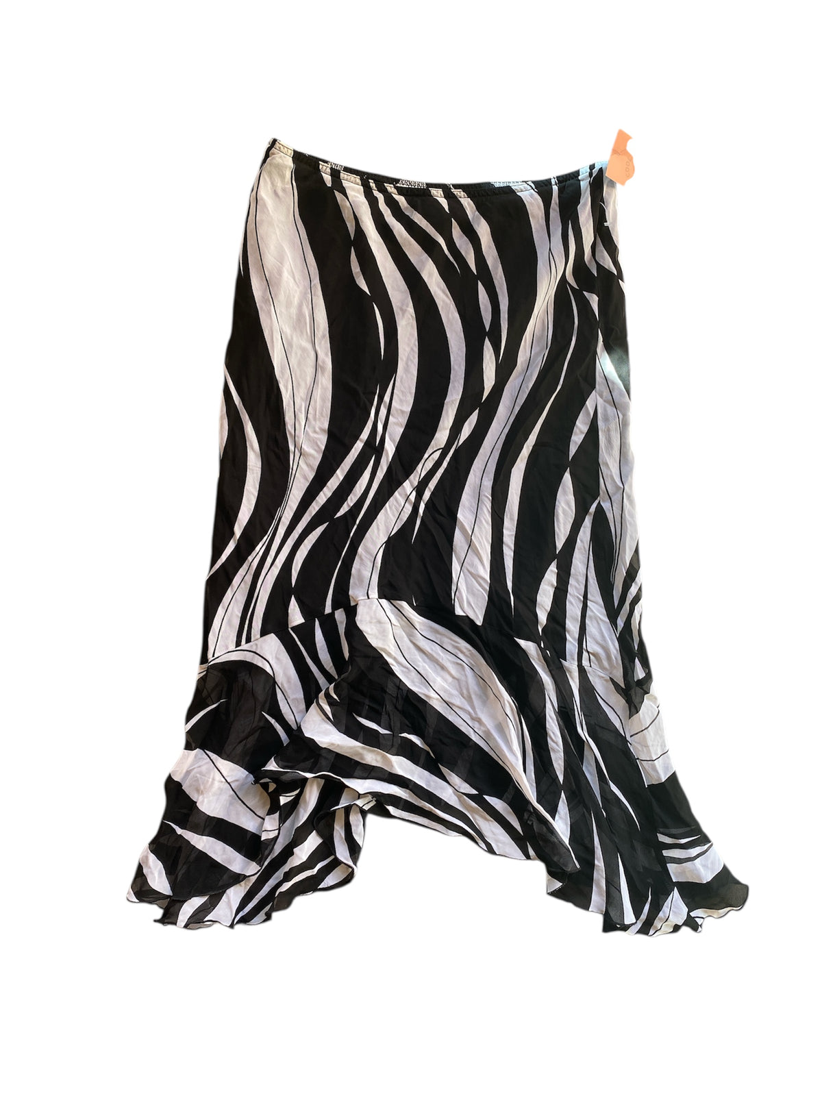 black white l' amadei abstract asymmetrical skirt, L