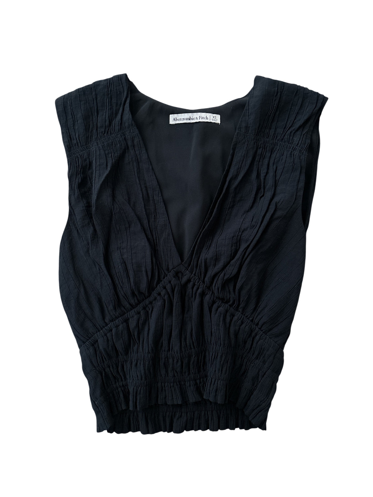 black abercrombie smocked vneck tank, xs