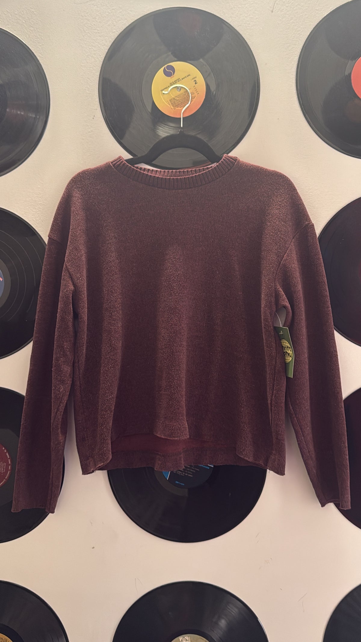 burgundy zara knit crewneck, s