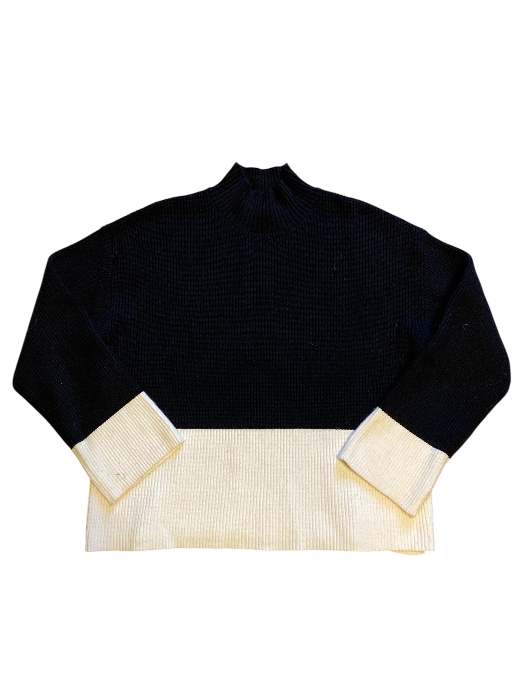 black white english factory ribbed turtle neck sweater, m