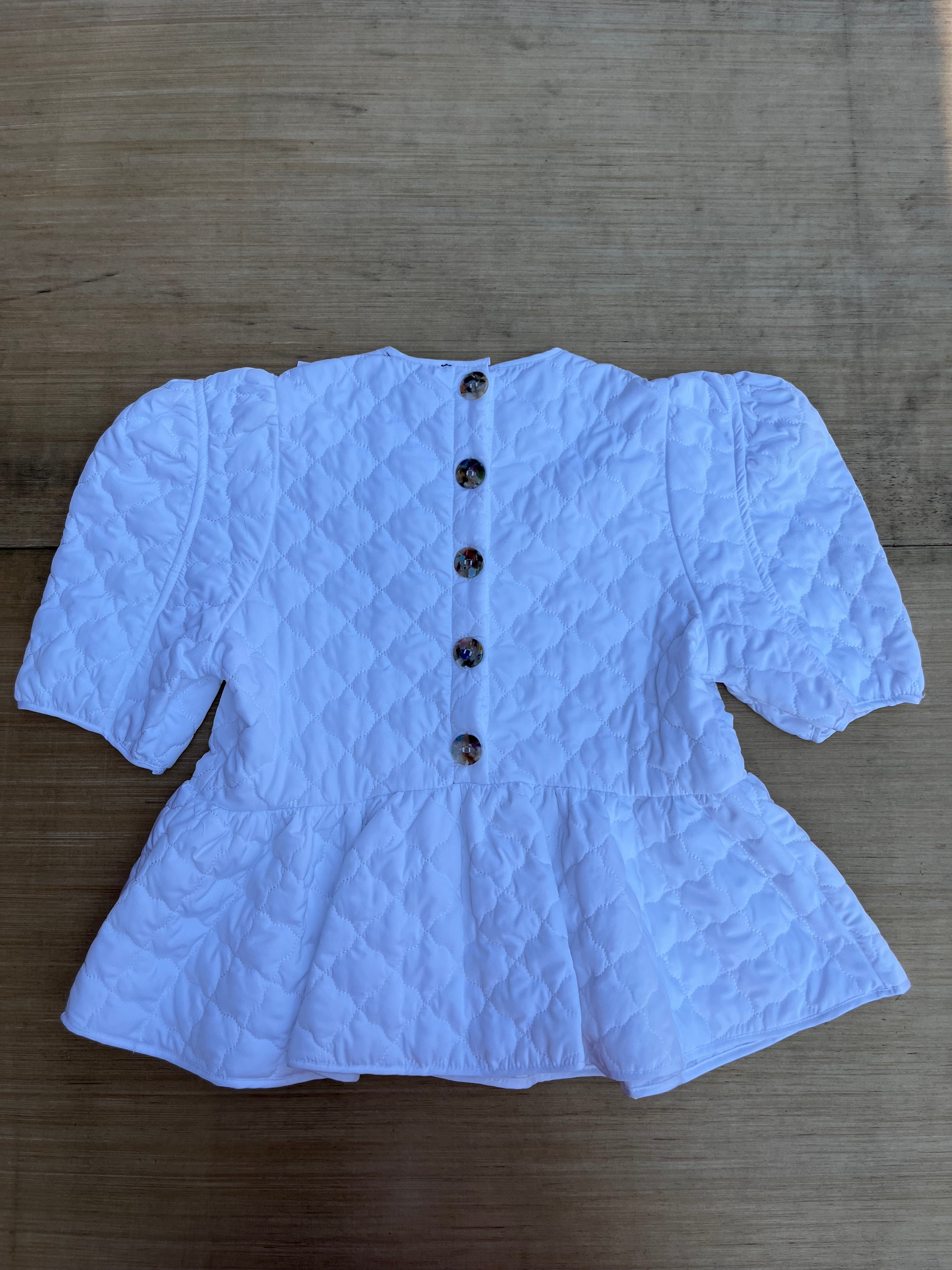white en saison nwt quilted peplum top, xs