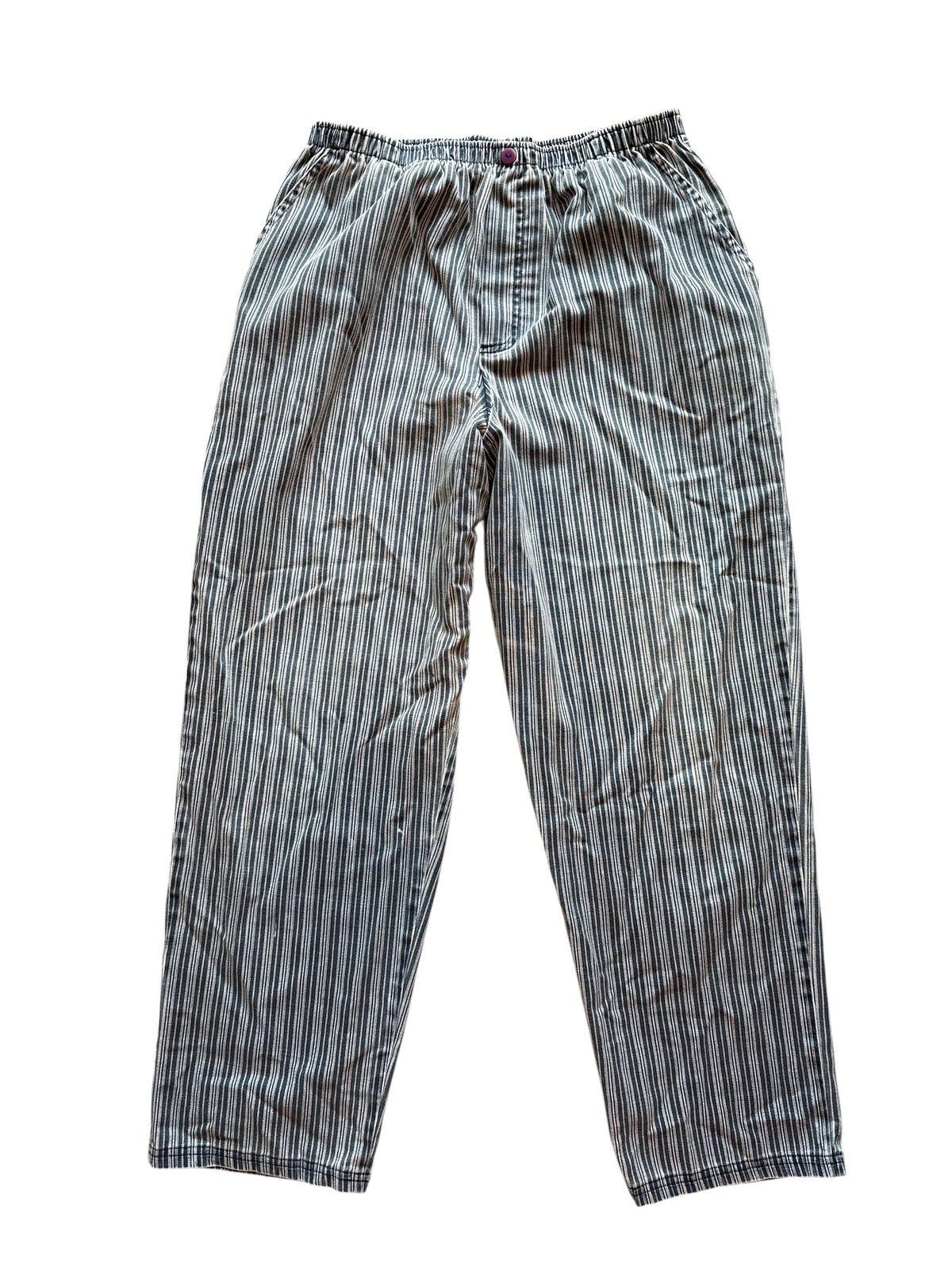 blue  striped elastic pants, m/l