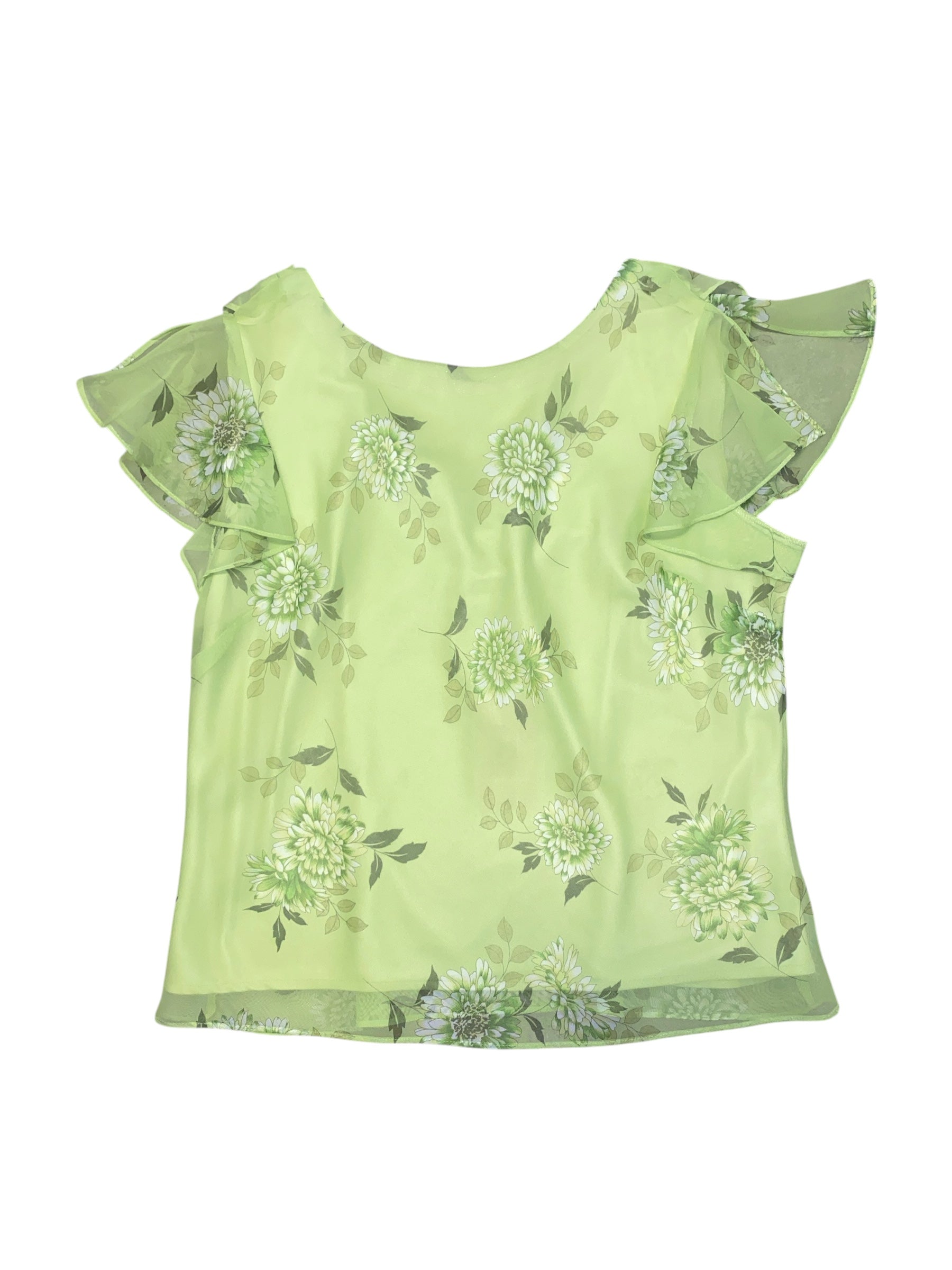 green K Studio floral frilly ss top with open back, 16
