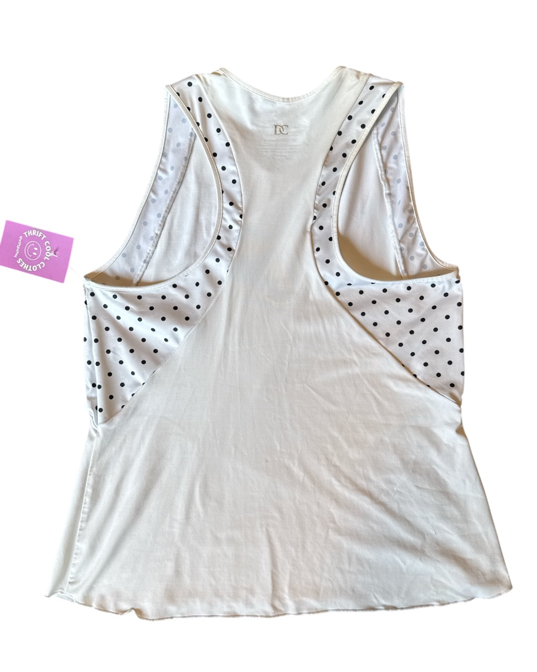 white DC Polka dot athletic tank, M