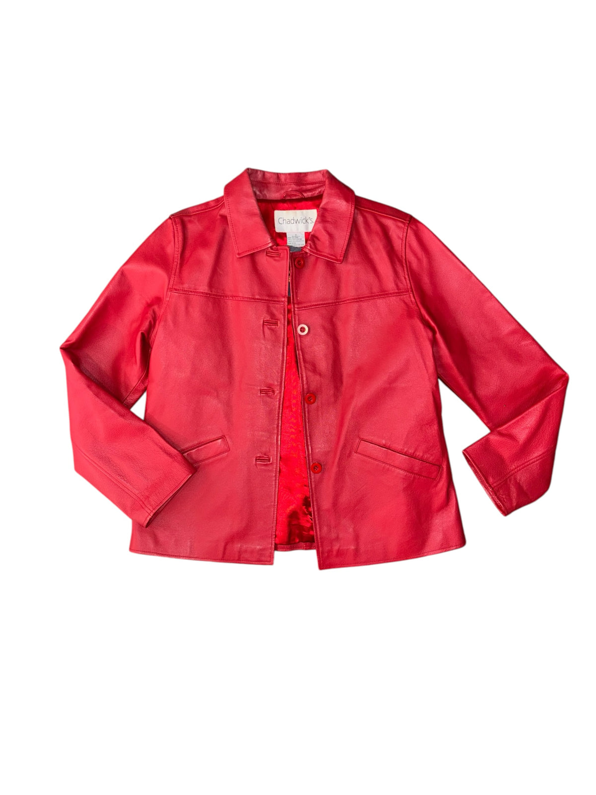 red chadwicks leather jacket, m