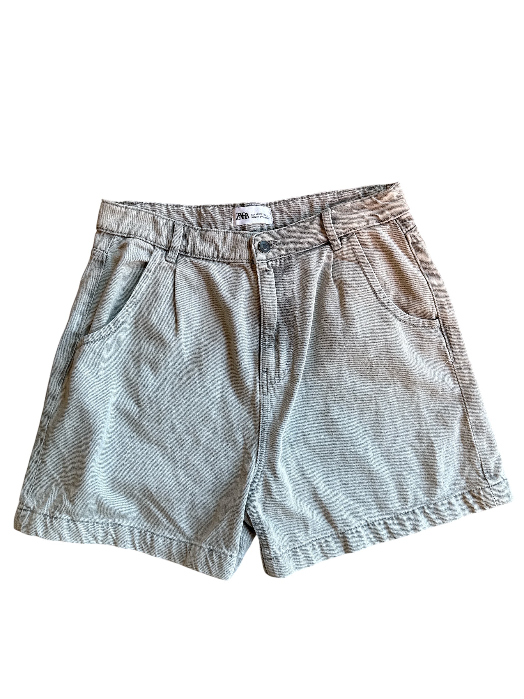 grey Zara pleated denim shorts, 10