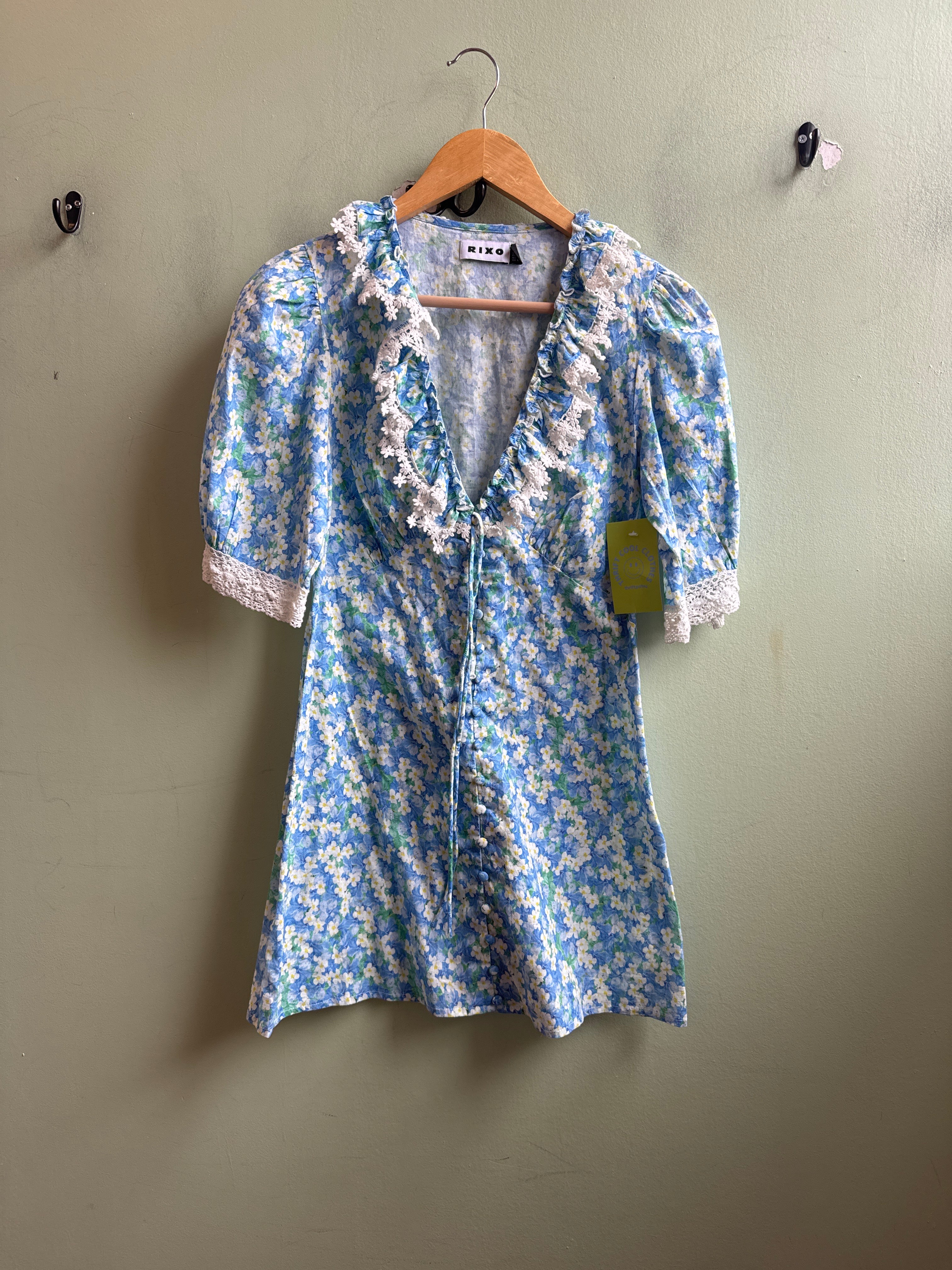 blue green white rixo floral eyelet blouse, 4