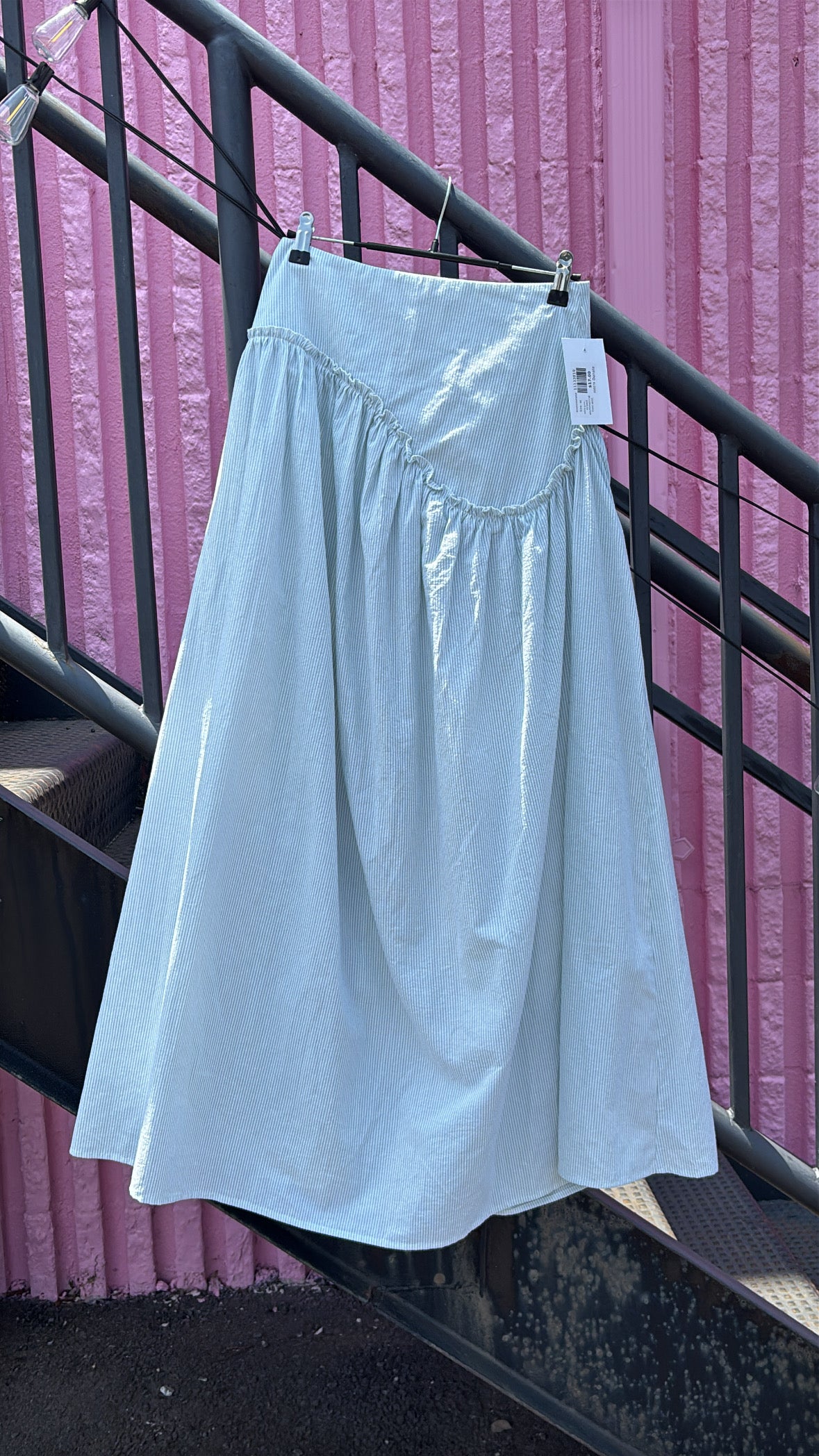 white green bronzesnake striped asymmetrical maxi skirt, xs