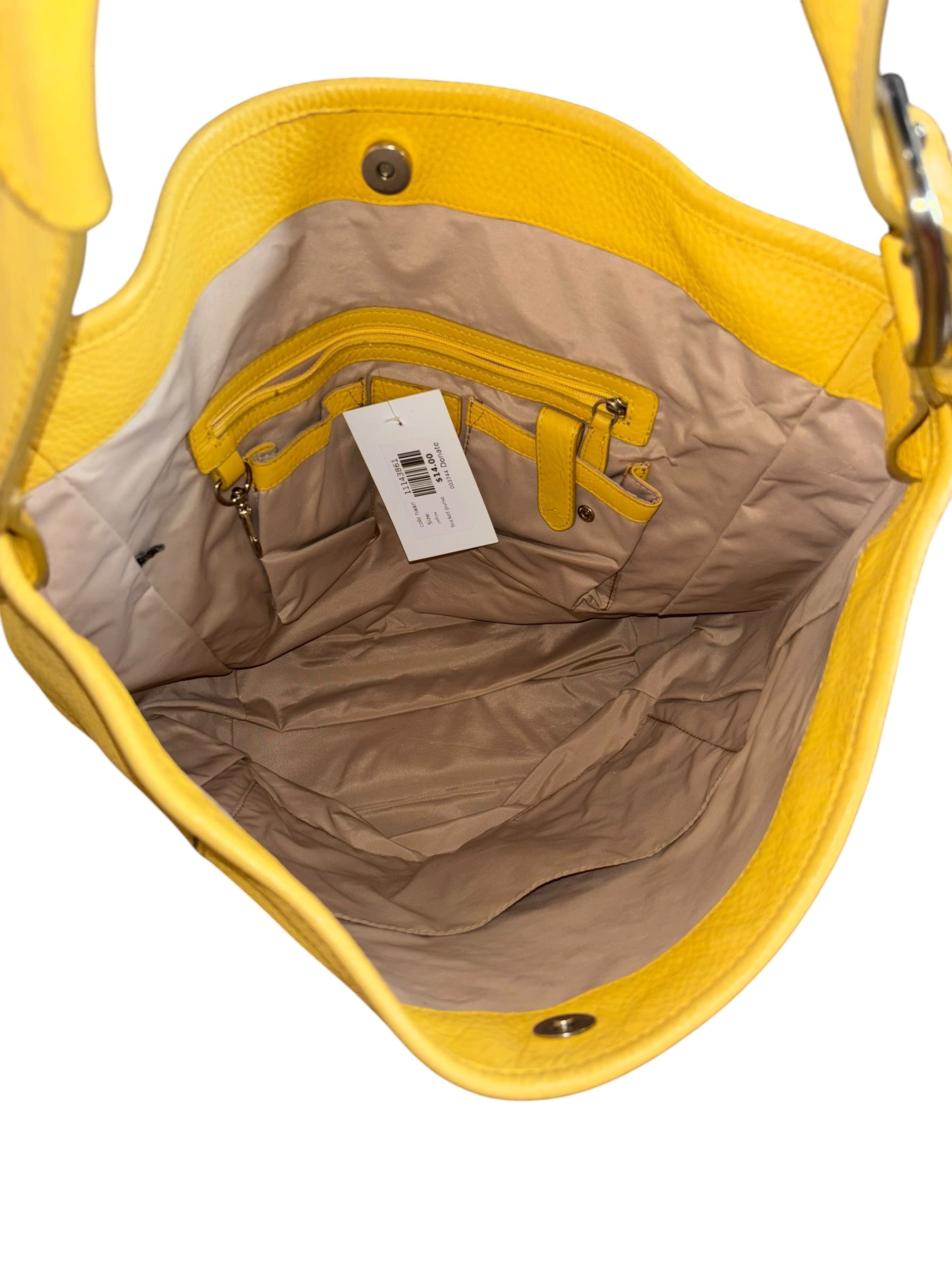 yellow cole haan bucket purse