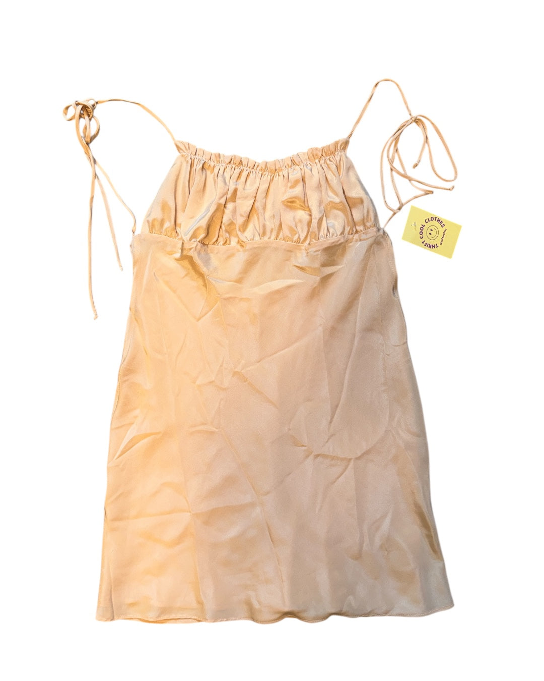 orange cloudhunter silk tie shoulder dress, M