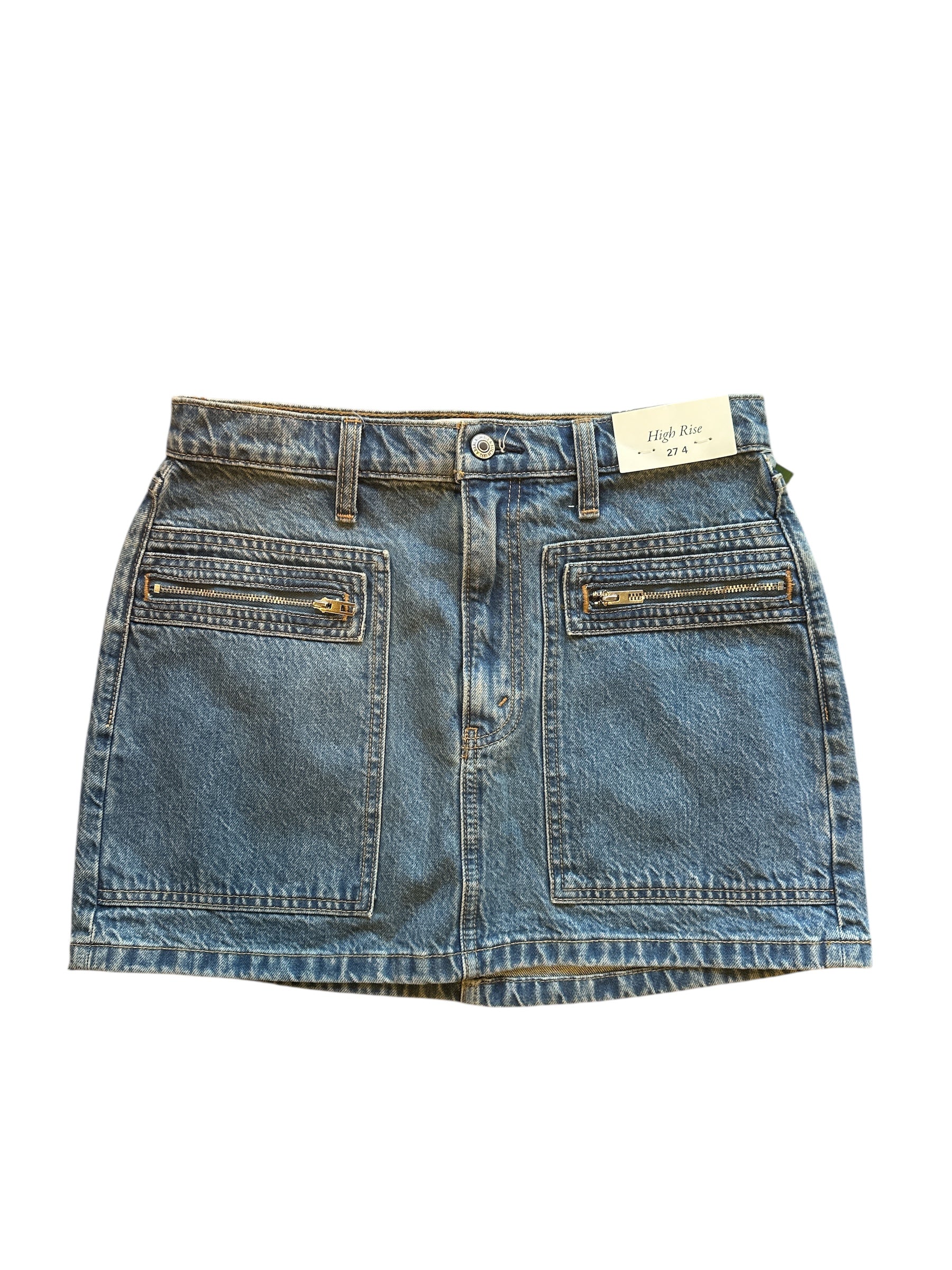 blue abercrombie nwt denim mini w zipper, 27/4