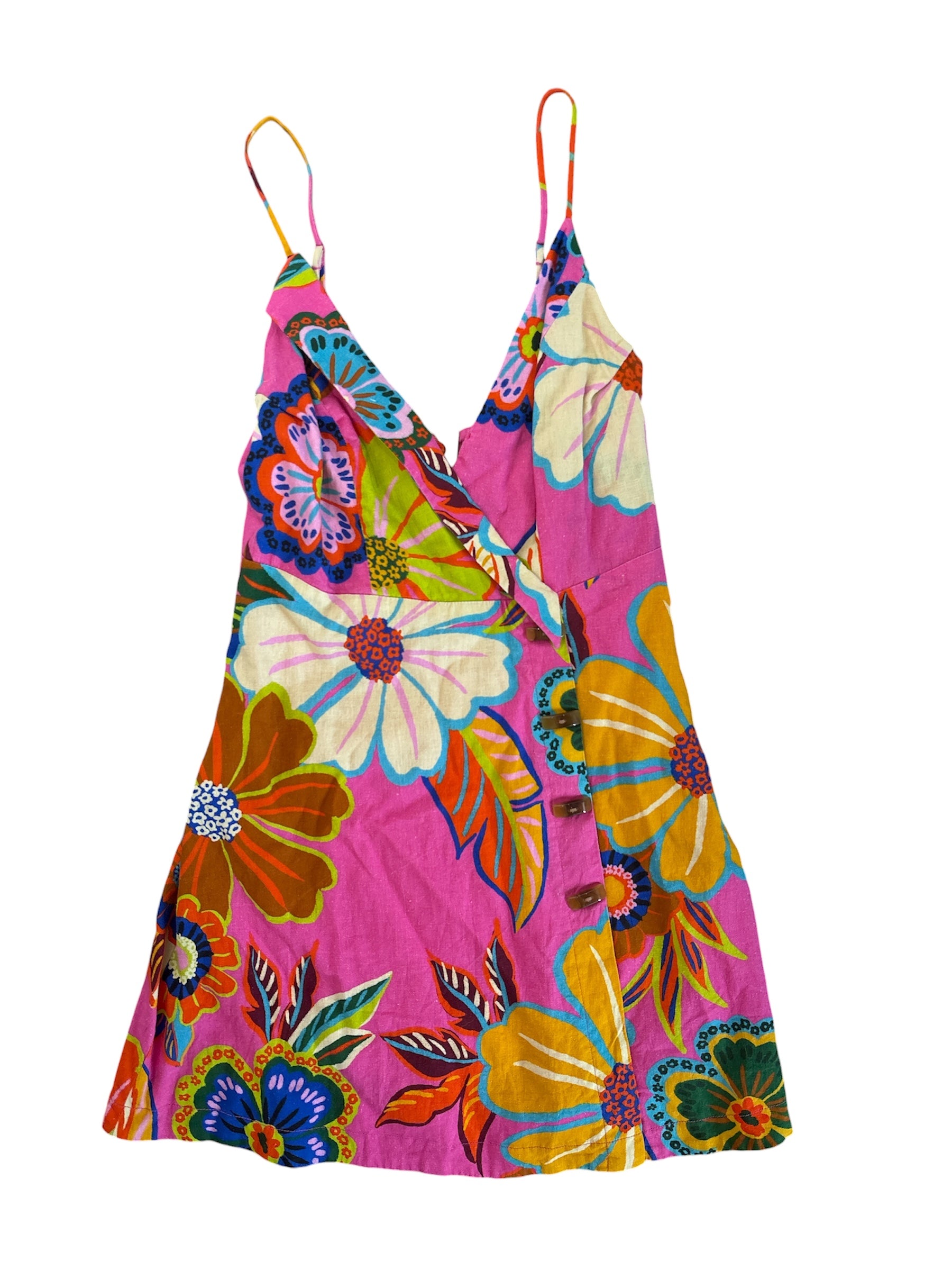 multi farm rio floral dress, S