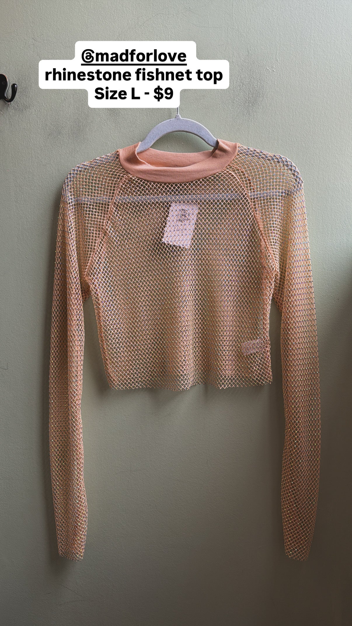 cream mad for love net studded ls top, L