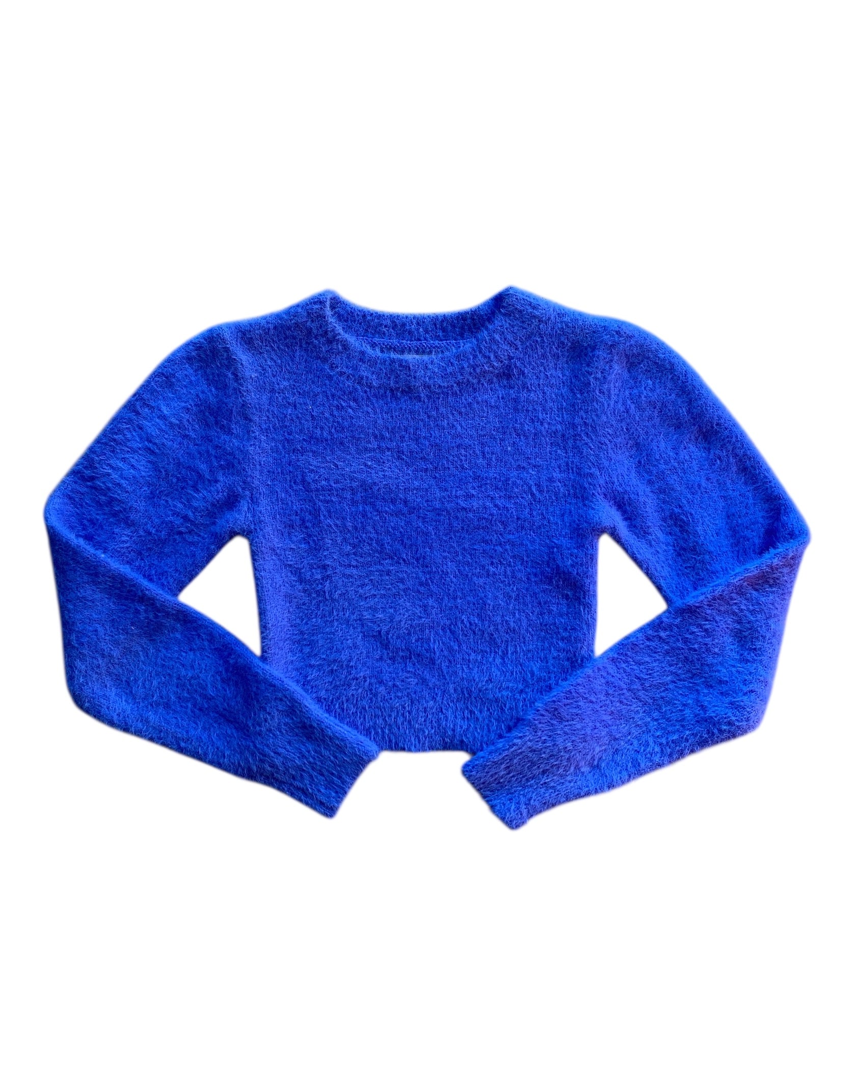 blue Urban Outfitter cropped eyelash sweater, xs