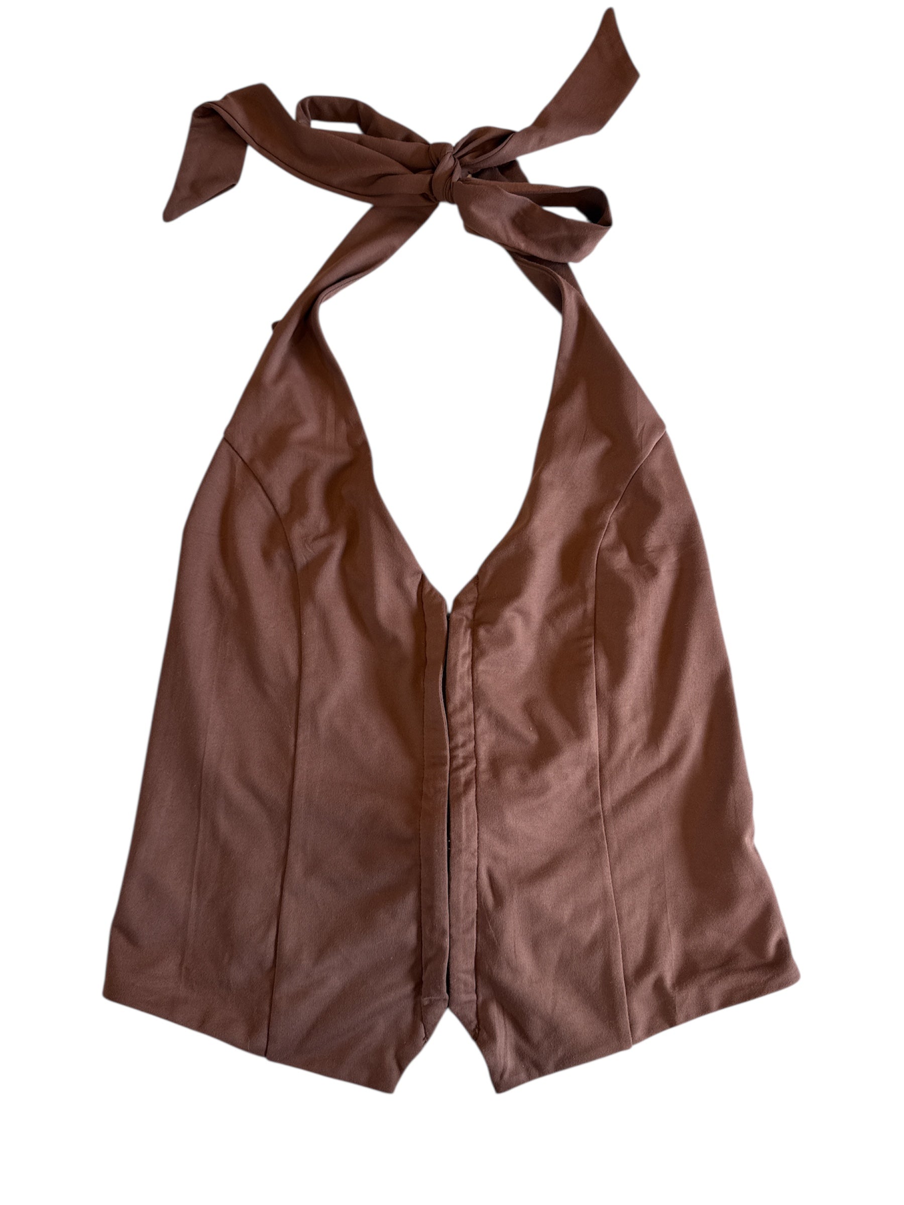 Brown Lincooyee Halter skin like top, L
